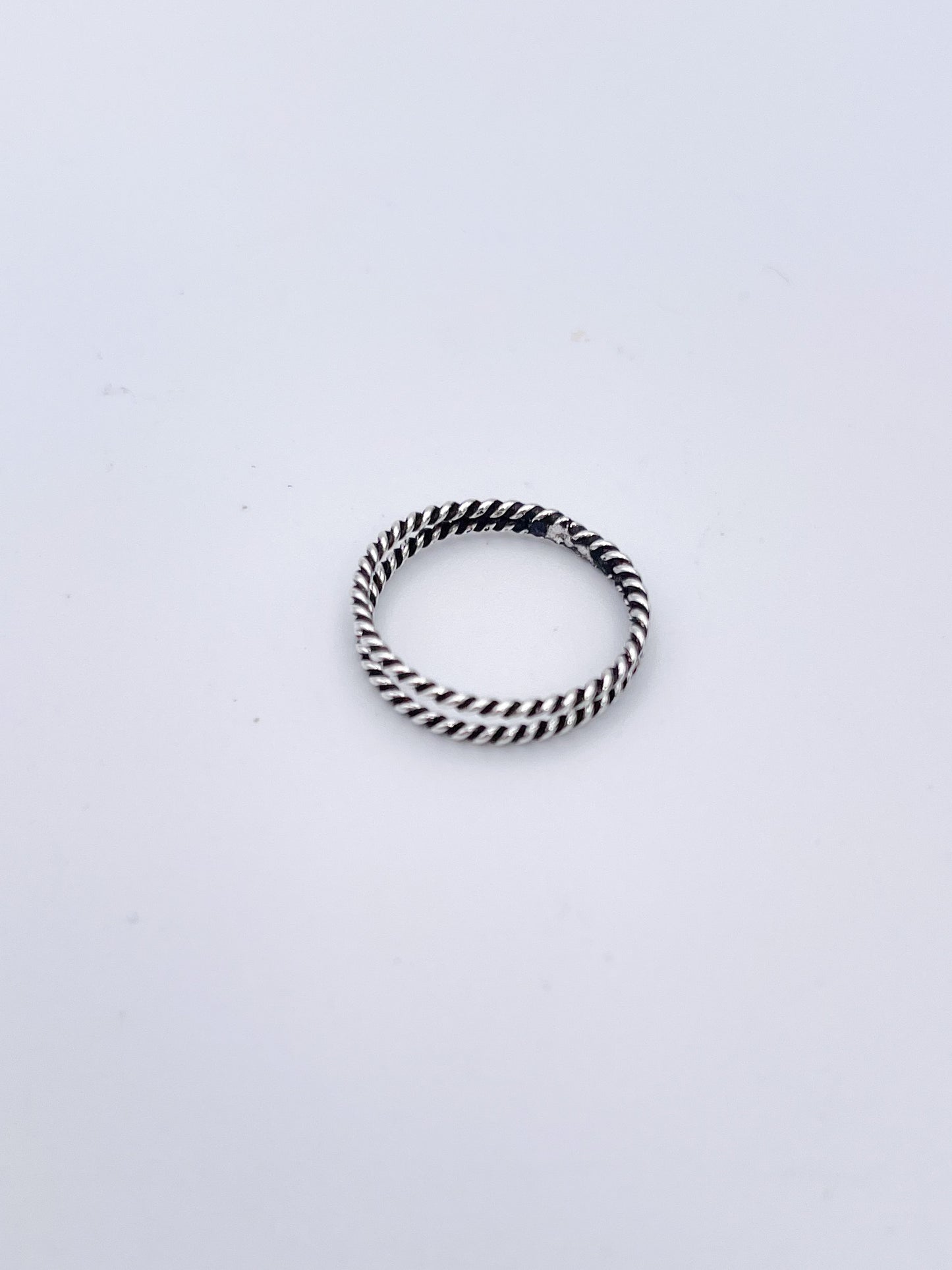 Rope Boho Double Bar Ring Sized-Solid Sterling Silver