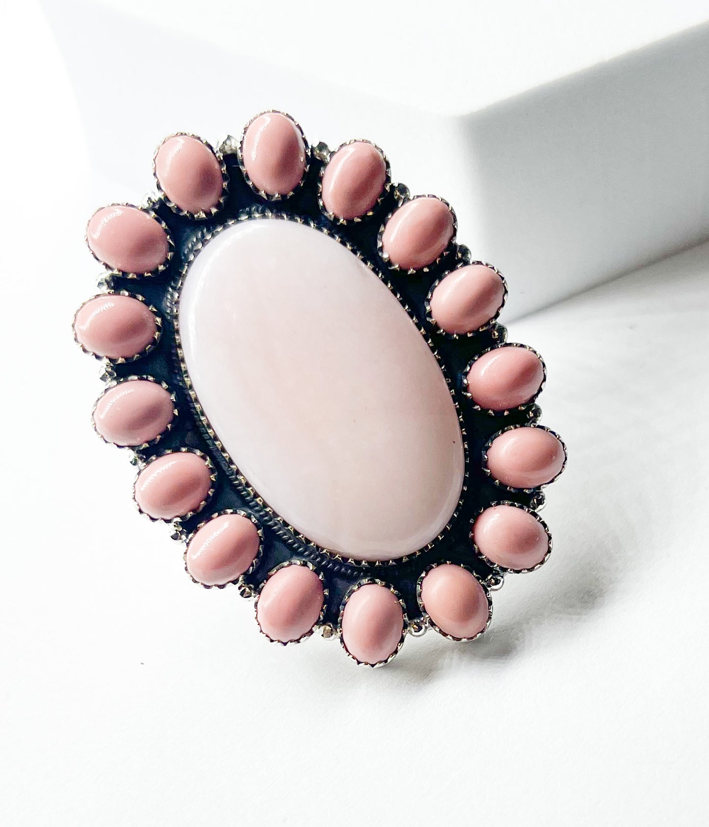 Pink Opal Statement Ring-Solid Sterling Silver