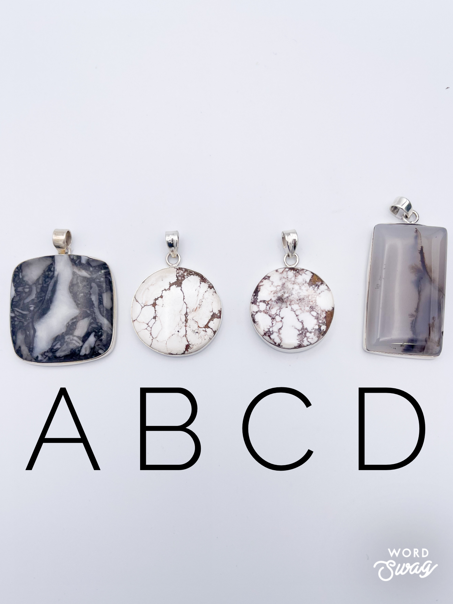 Assorted Natural Stone Pendants-Solid Sterling Silver