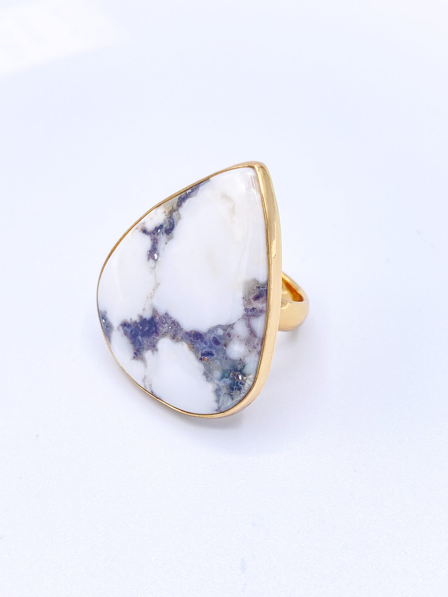Dendrite Large Teardrop Adjustable Ring - Alchemia