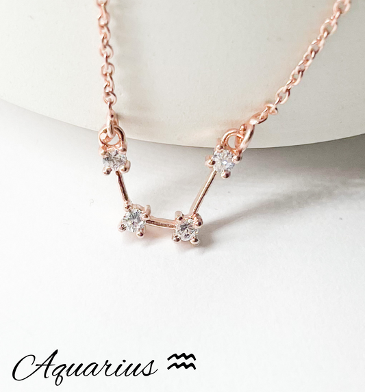 Aquarius Zodiac Necklace-Rose Constellation