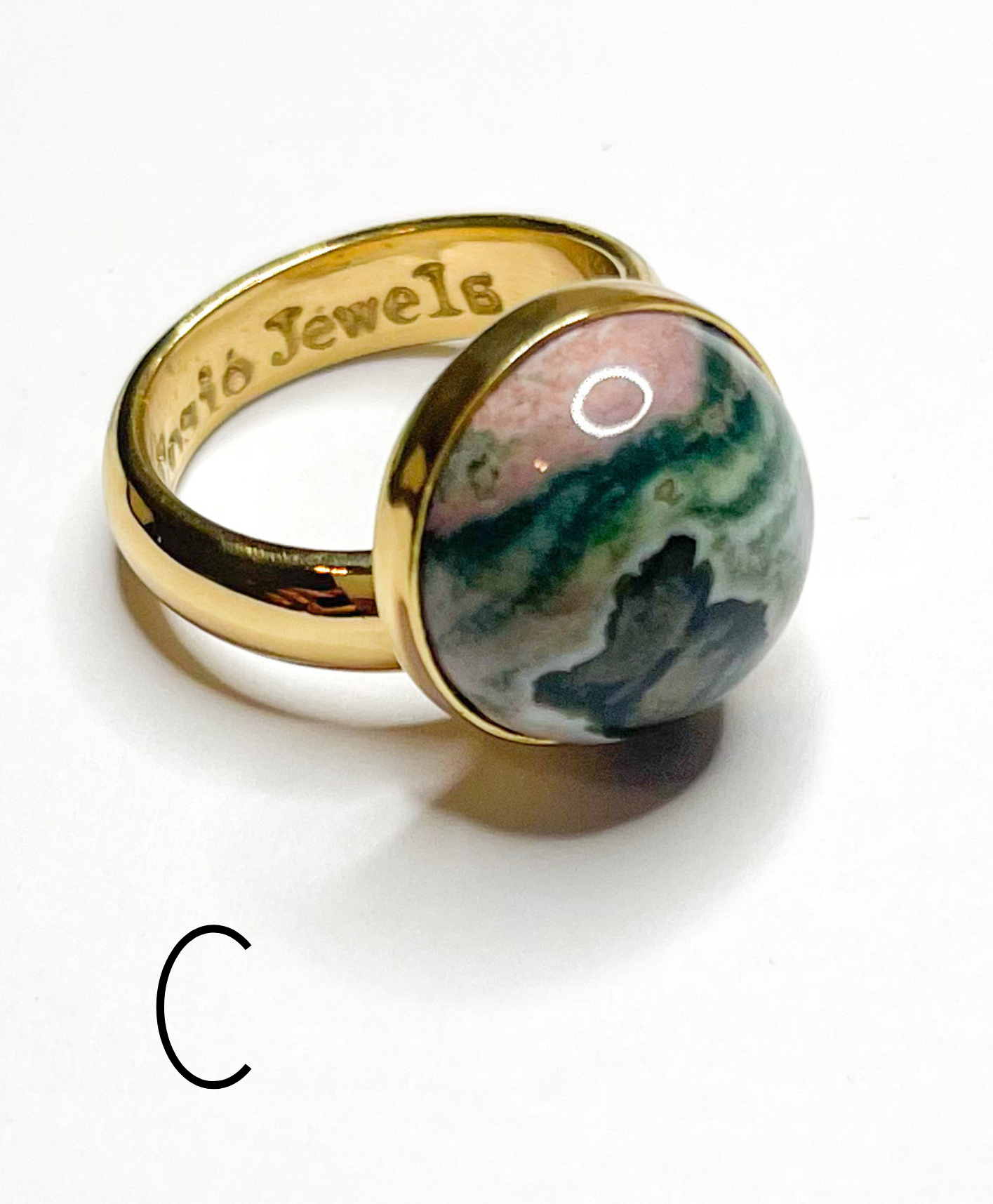 Pink Ocean Jasper Polka Dot Ring-Alchemia