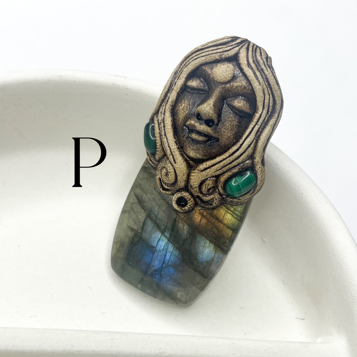 Face Labradorite Clay Pendants