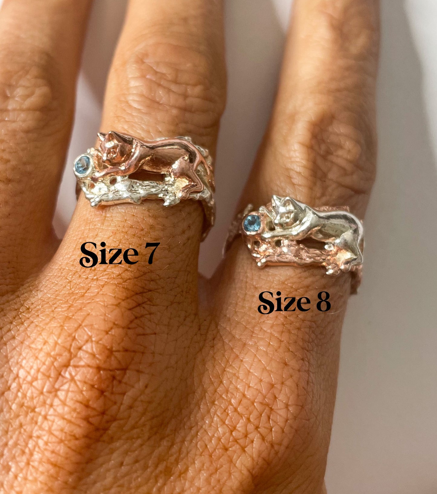 Rose Gold Kitten Yarn Ring - Solid Sterling Silver