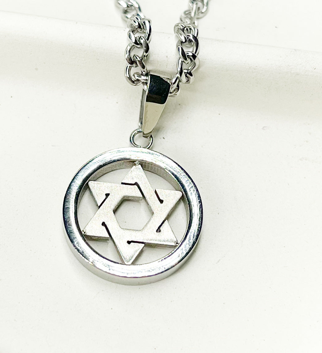 Star OF David Necklace-Rhodium