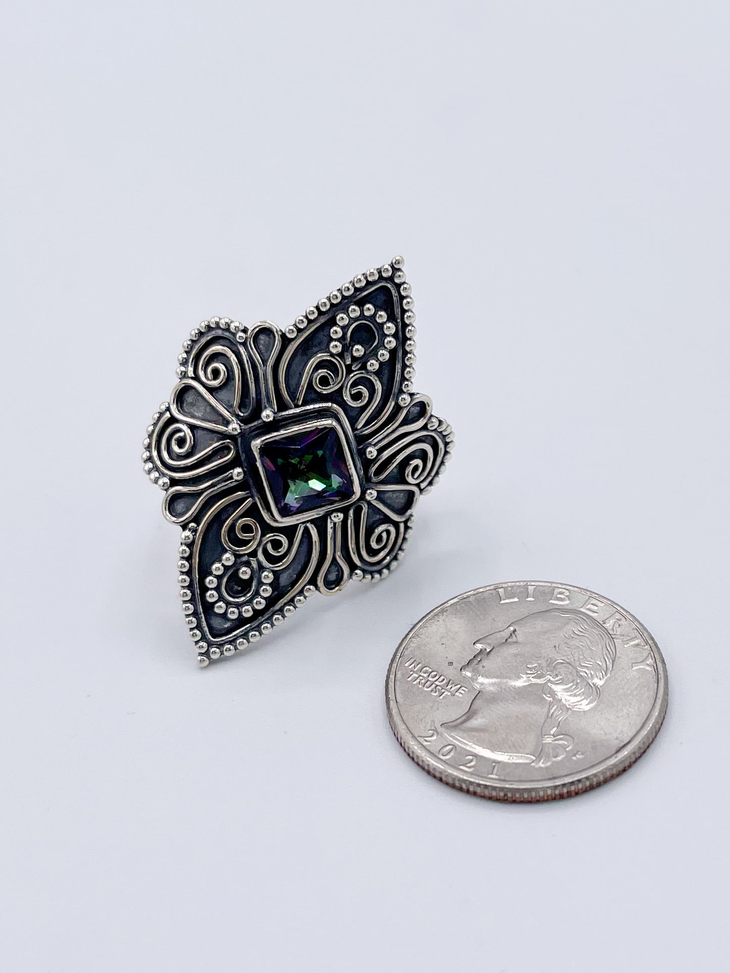 Mystic Quartz Royal Design Ring-Solid Sterling Silver