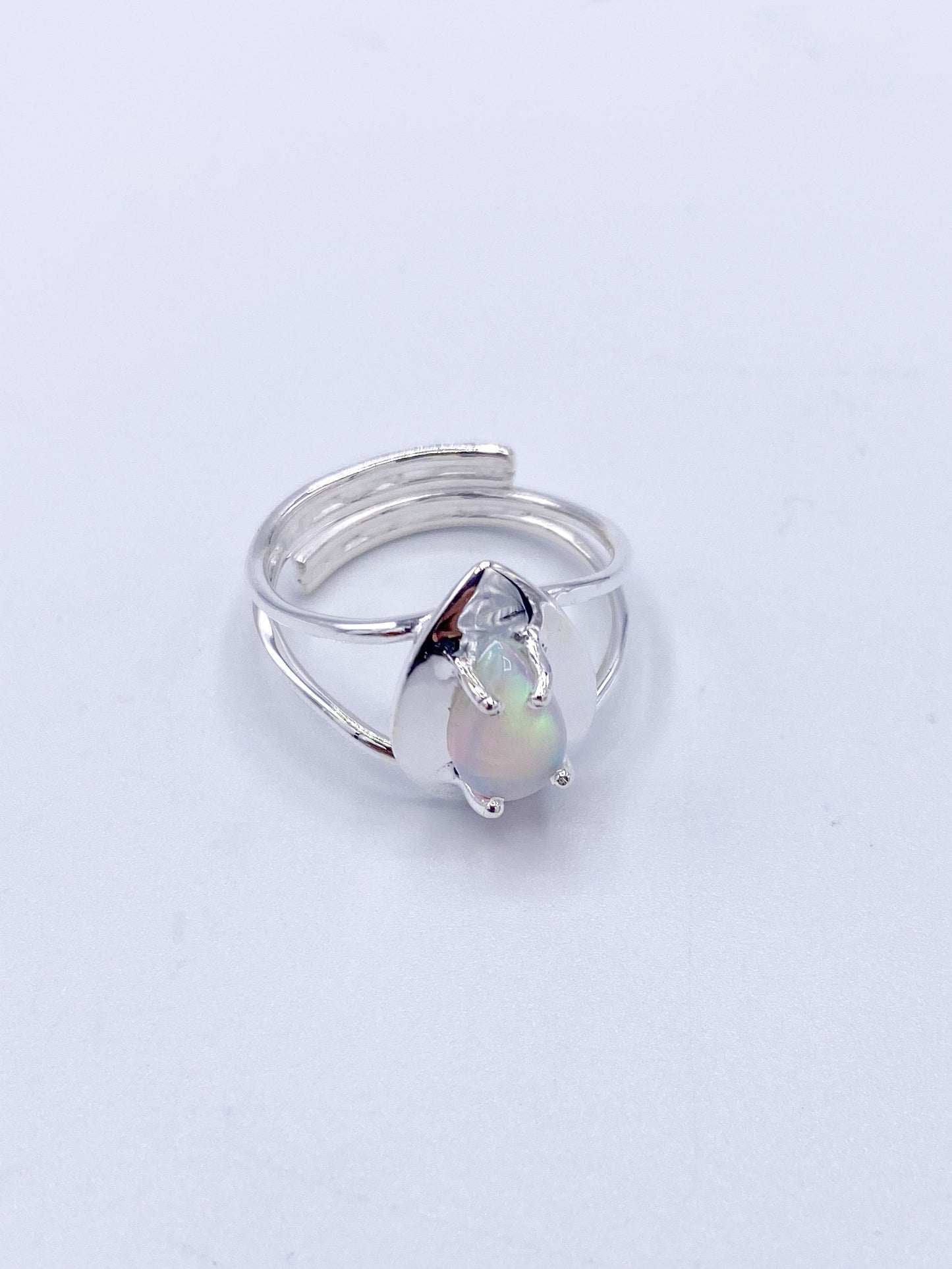 White Galaxy Opal Dainty Ring-Solid Sterling Silver