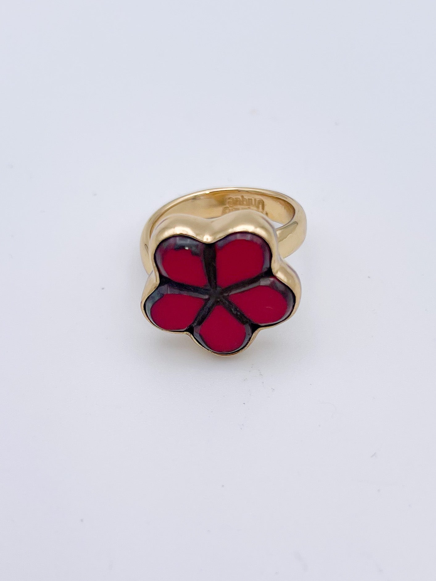 Red Glass Flower Ring-