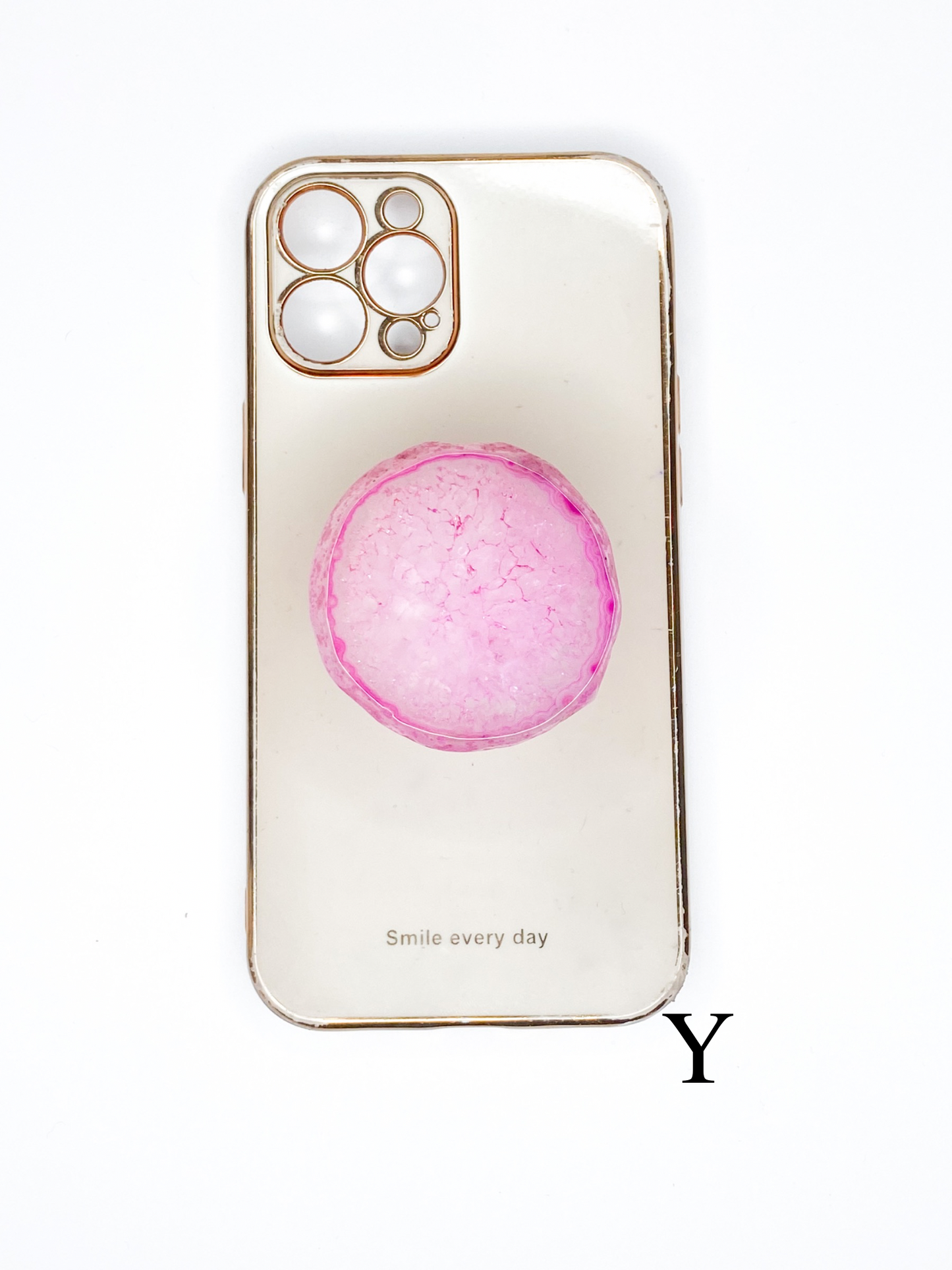 Pink Natural Raw Agate Phone Stone