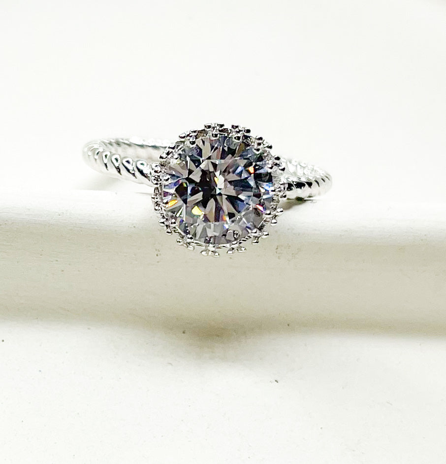 Queen Of The CZ Sized Ring-Rhodium