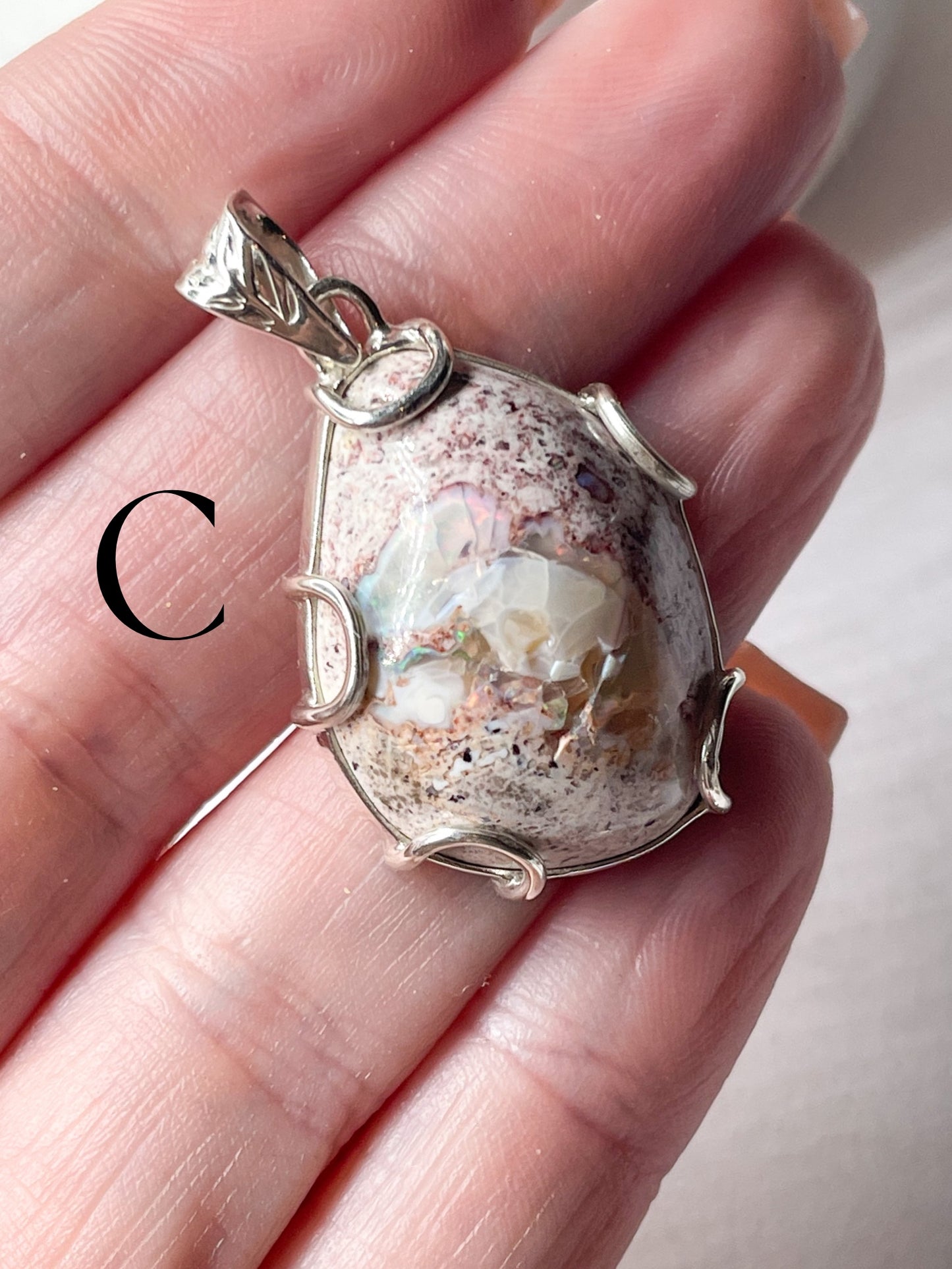 Mexican Fire Opal Pendant - Solid Sterling Silver