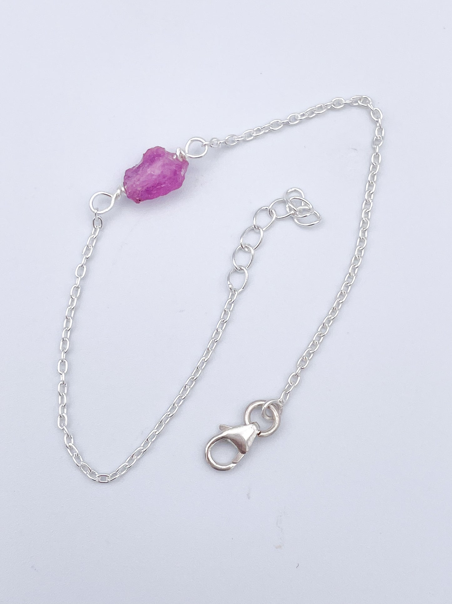 Raw Ruby Bracelet - Solid Sterling Silver