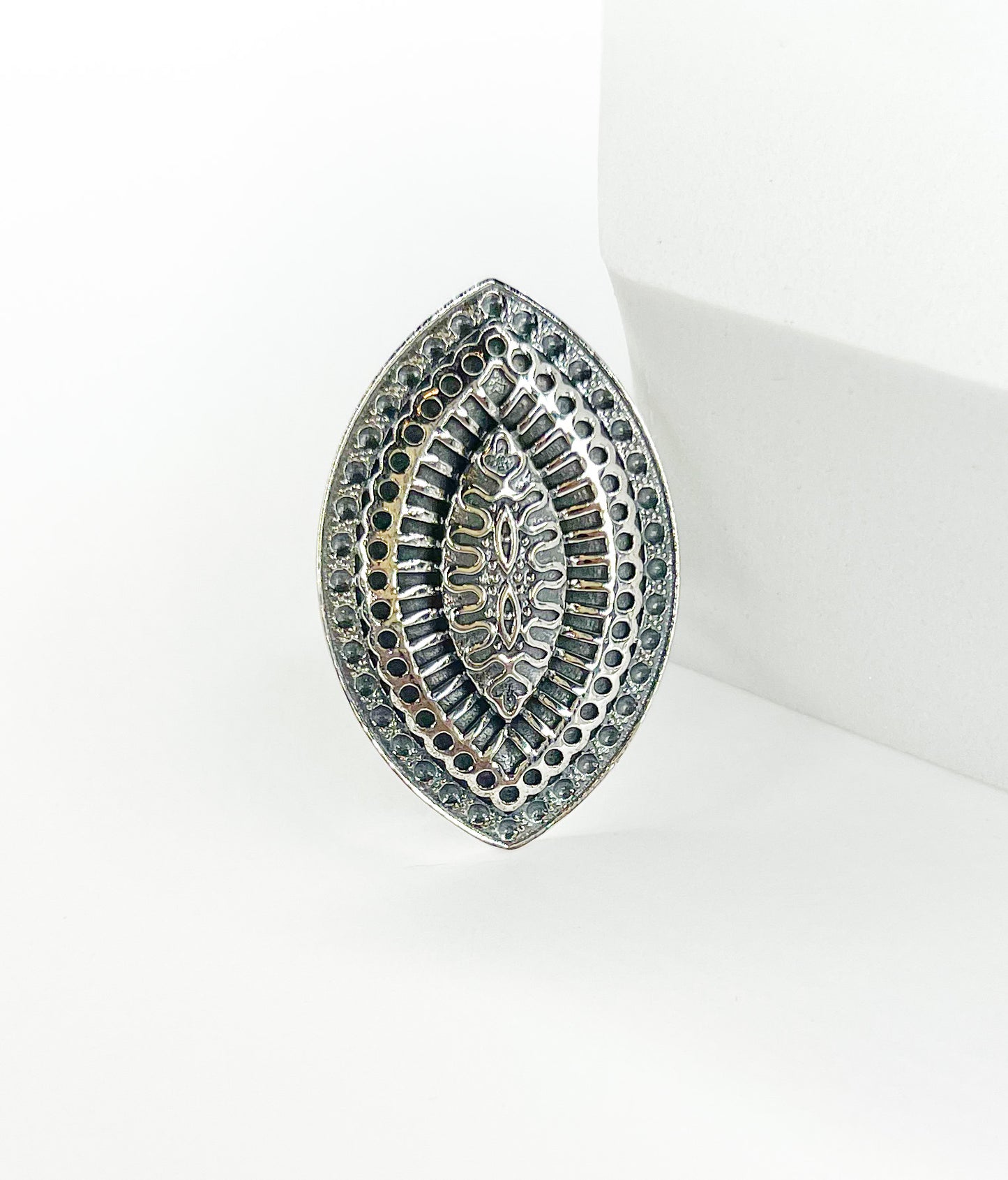 Aztec Marquee Ring-Silver