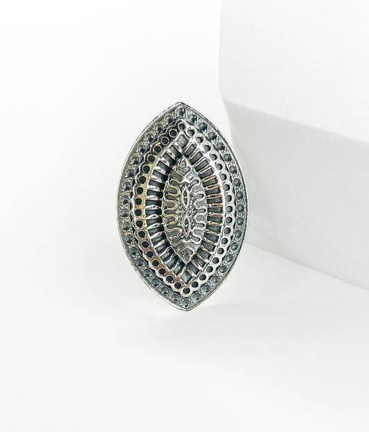 Aztec Marquee Ring-Silver