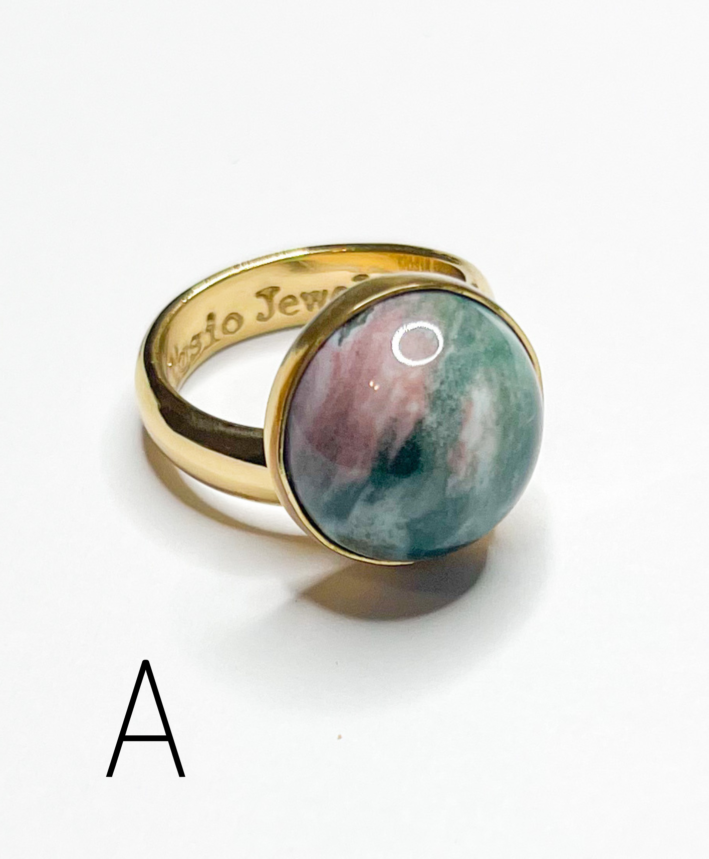 Pink Ocean Jasper Polka Dot Ring-Alchemia