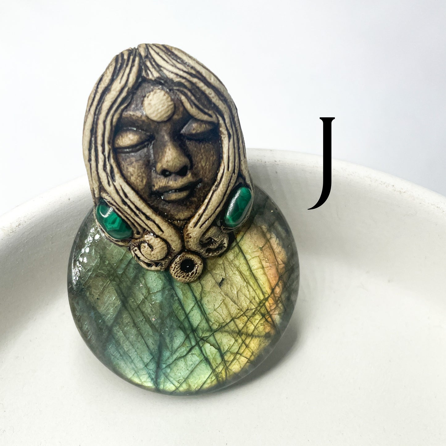 Face Labradorite Clay Pendants