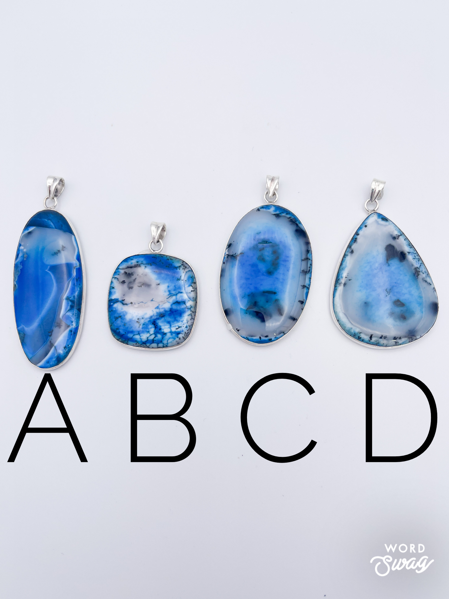 Blue Dendrite Opal Pendant-Solid Sterling Silver