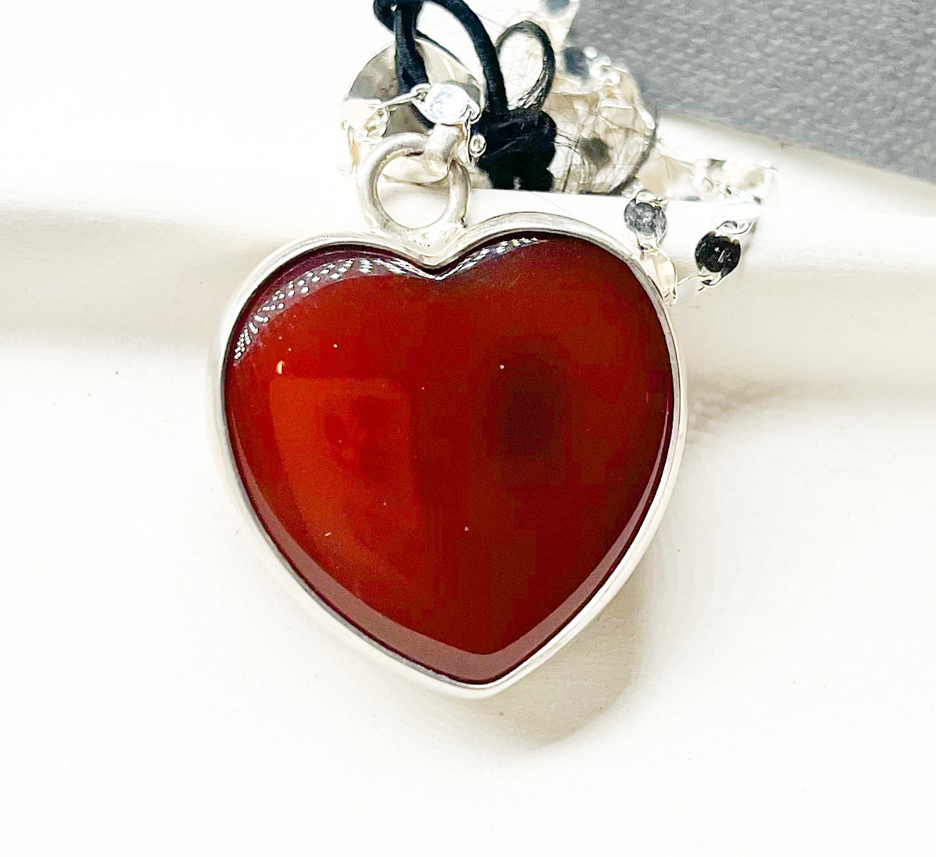 Rainbow Jasper Heart Pendant - Solid Sterling Silver
