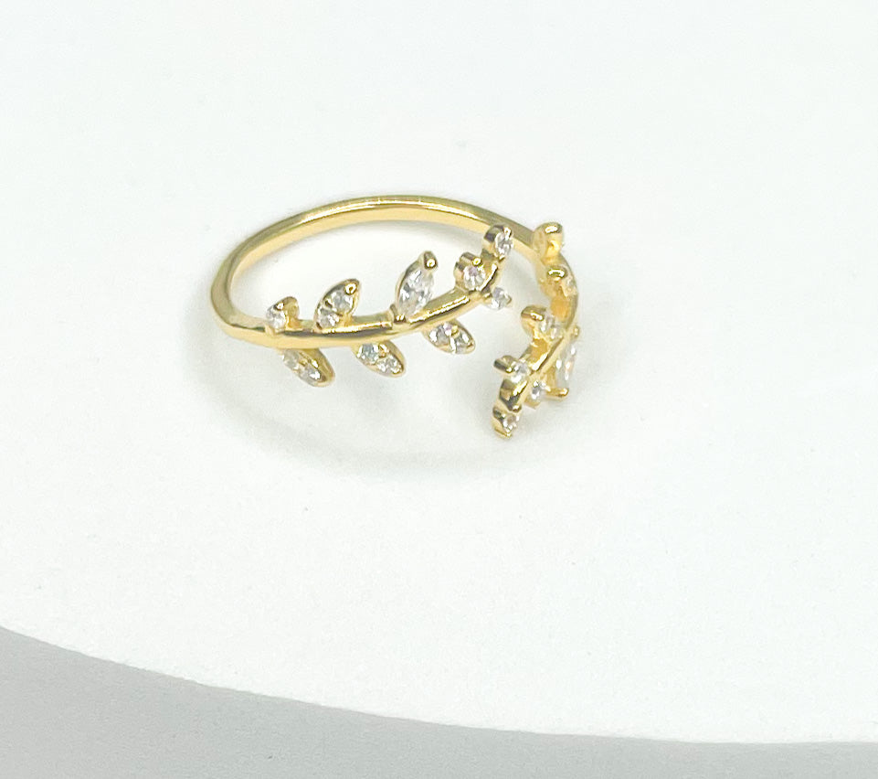 Gold Bypass leaf Ring-SSS