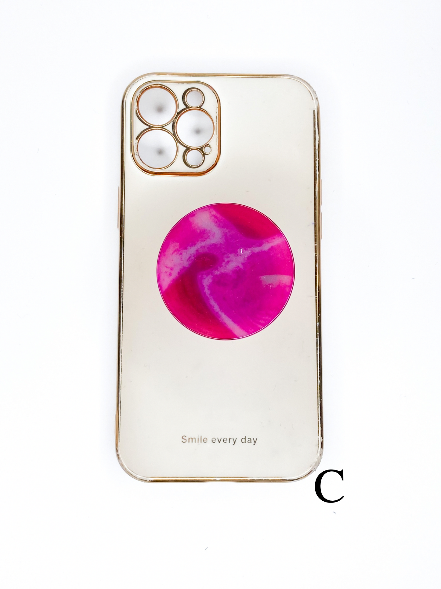 Pink Round Agate Phone Stones