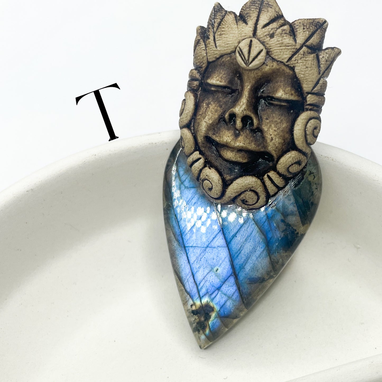 Face Labradorite Clay Pendants