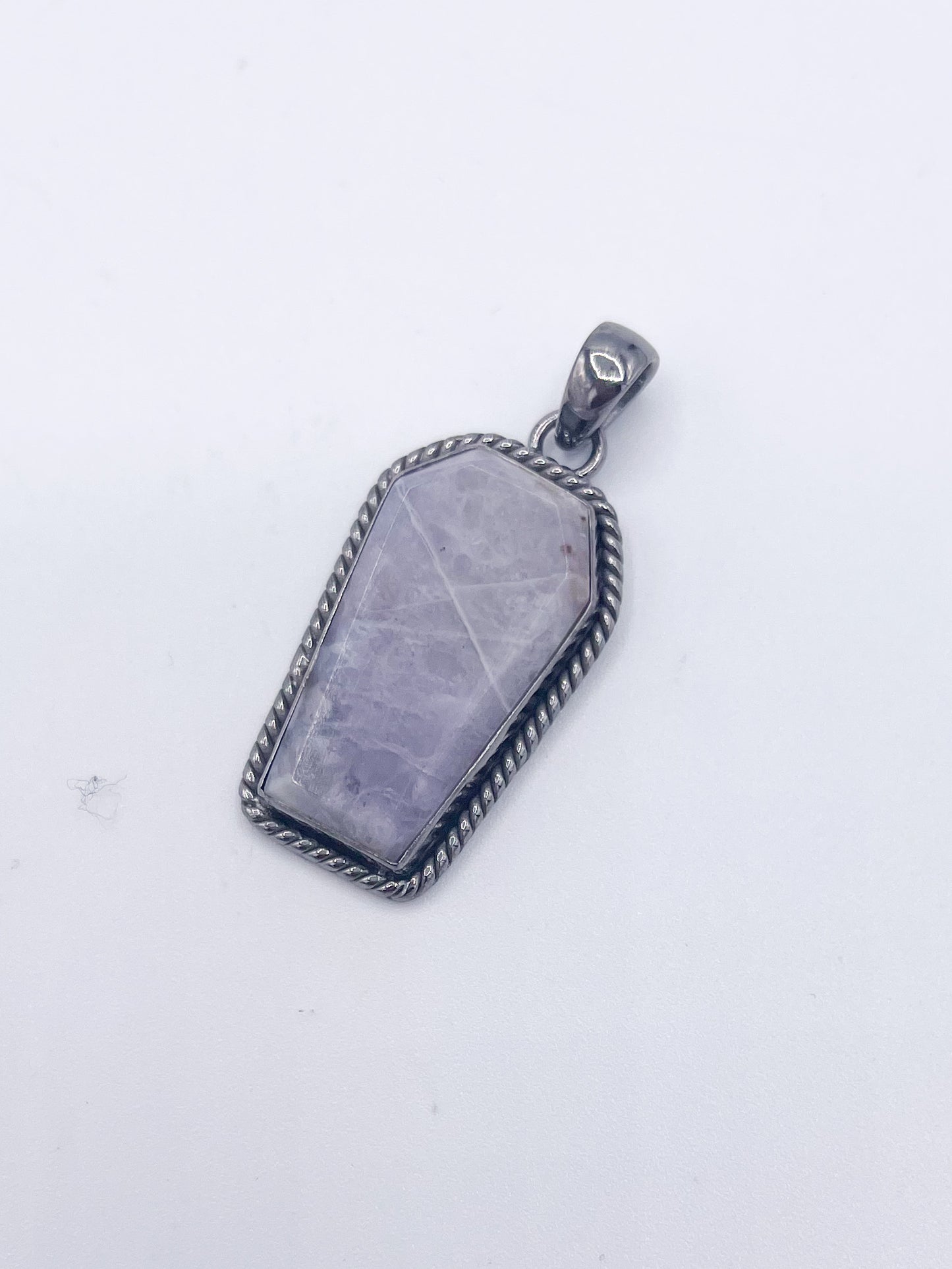 Morado Opal Coffin Pendant W Rope -Solid Sterling Silver