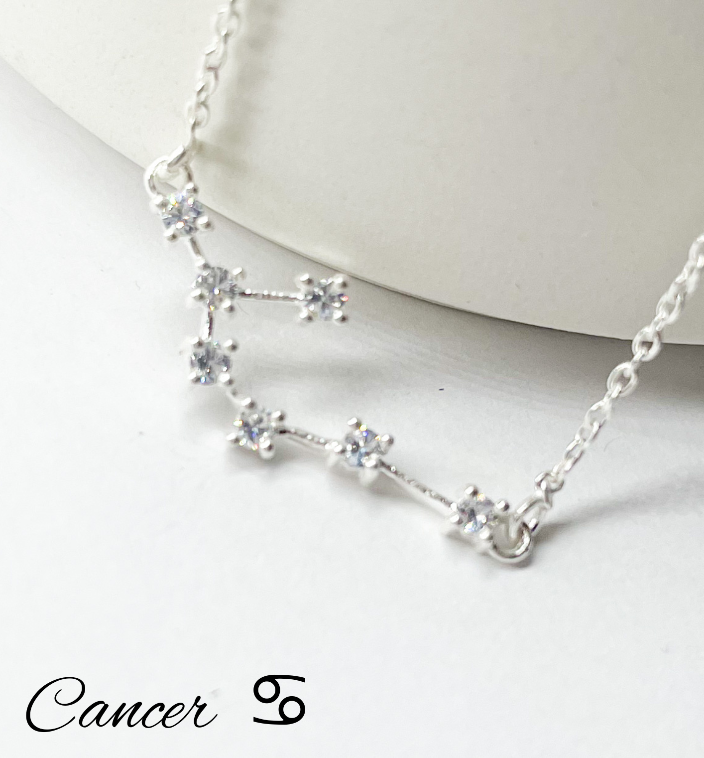 Cancer Zodiac Necklace-Silver Constellation
