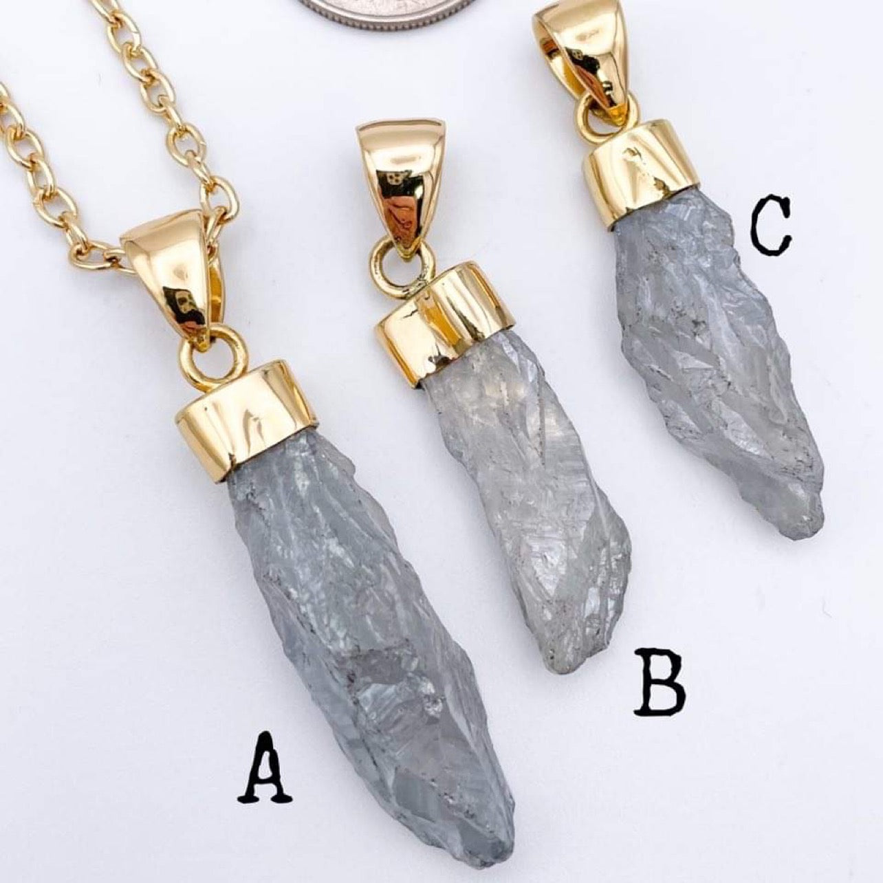Grey Aura quartz Pendant-Alchemia