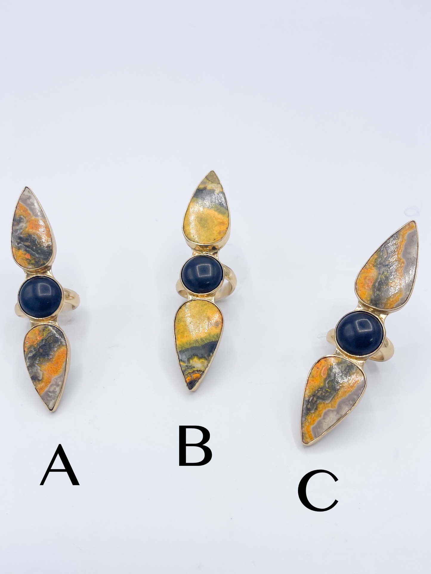 Bumble Bee Jasper Crawler With Black Onyx Ring-Alchemia