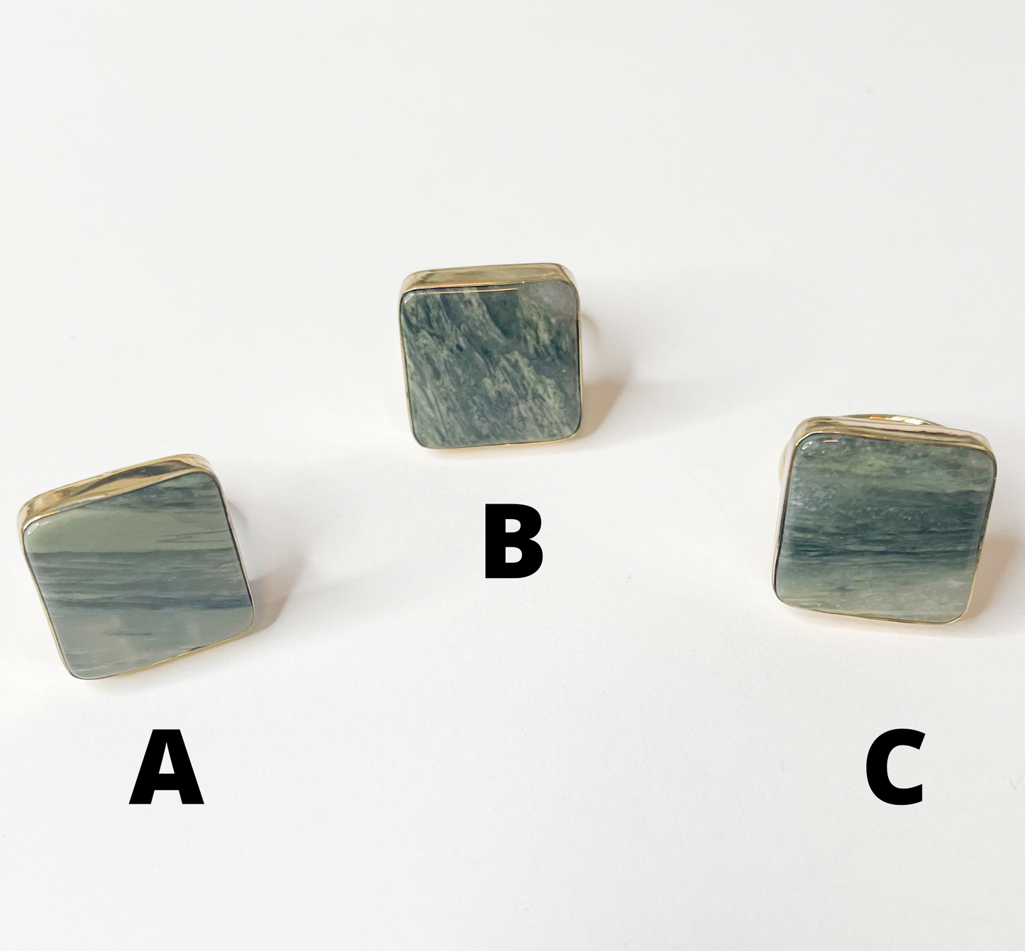 Green Jasper Square Adjustable Ring- Alchemia