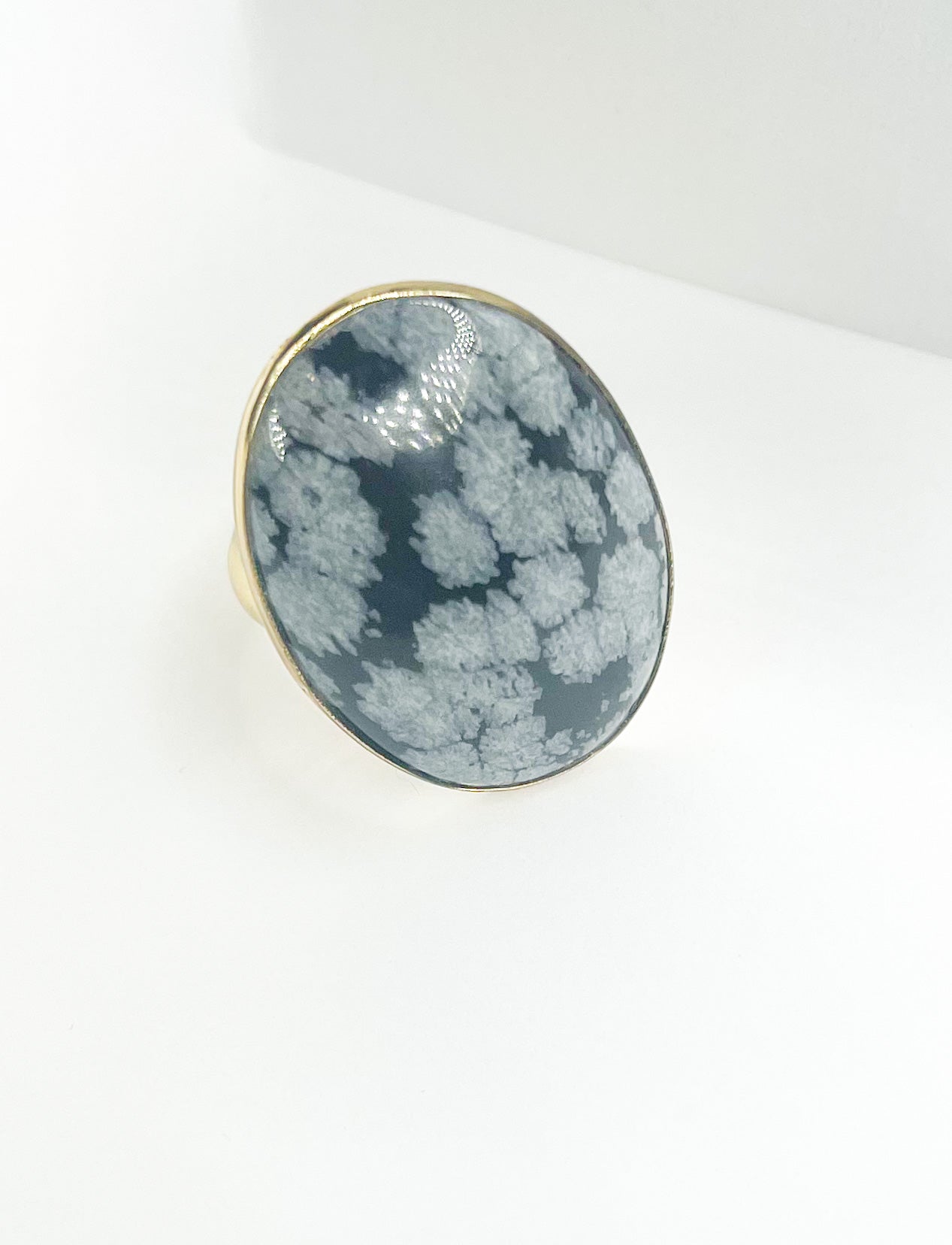 Snowflake Obsidian Oval Ring-Alchemia
