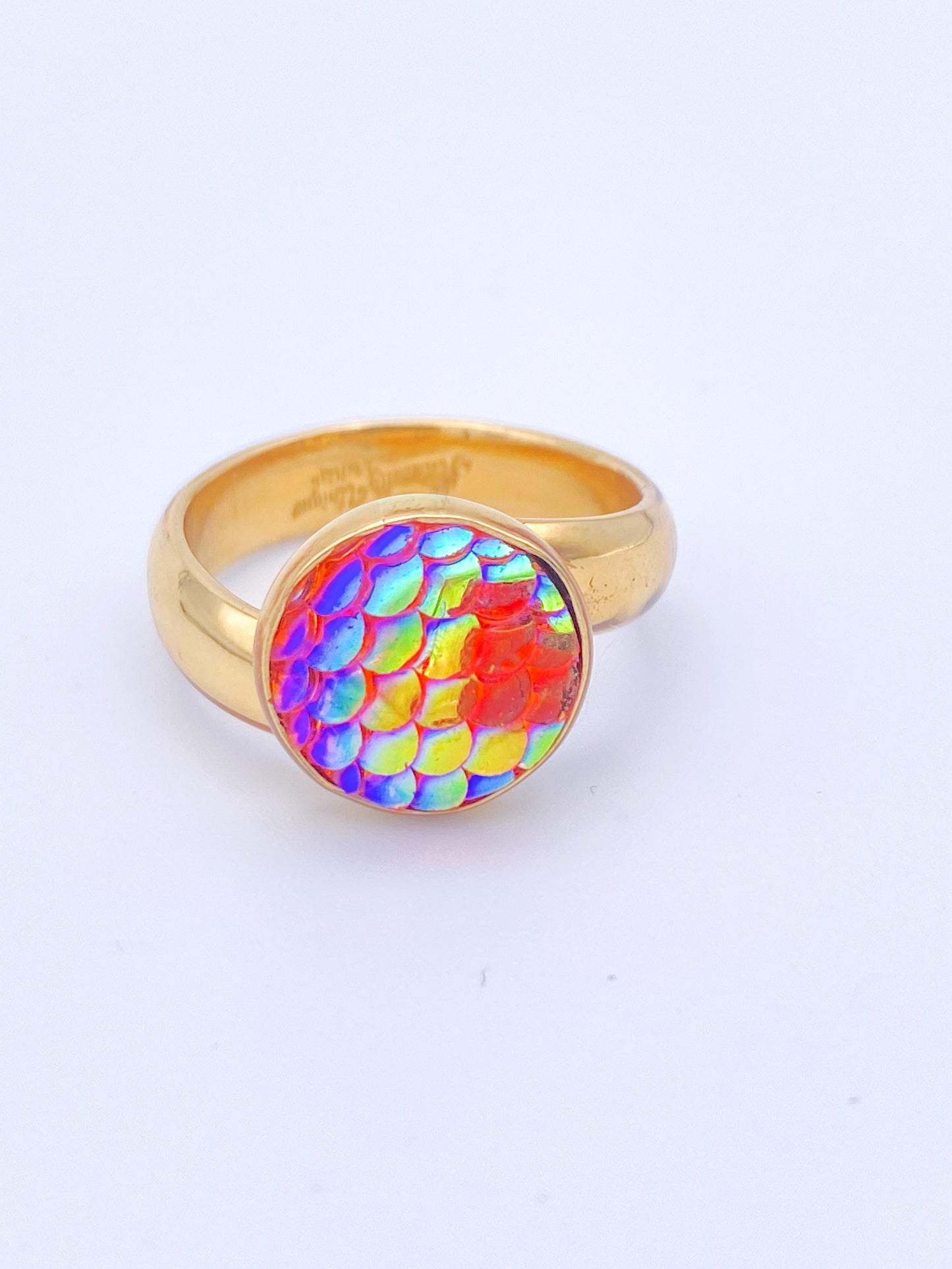 Pink Mermaid Scale dainty Ring - Alchemia
