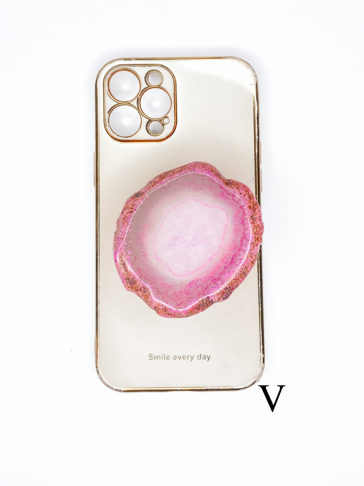 Pink Natural Raw Agate Phone Stone