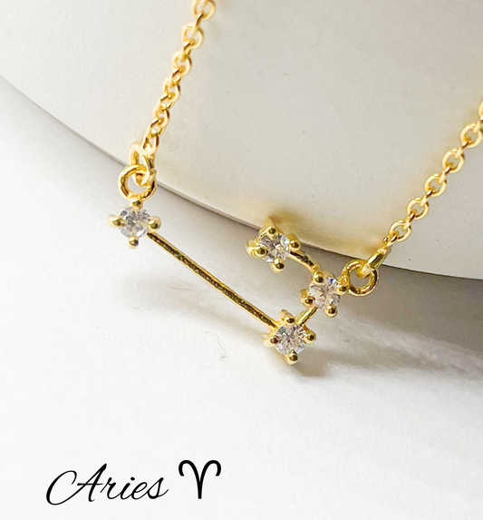Aries Zodiac Necklace-Gold Constellation