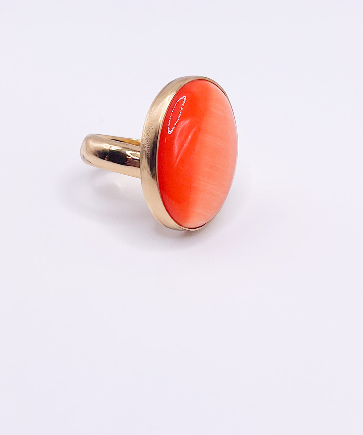 Orange Fiber Optic Oval RIng-Alchemia