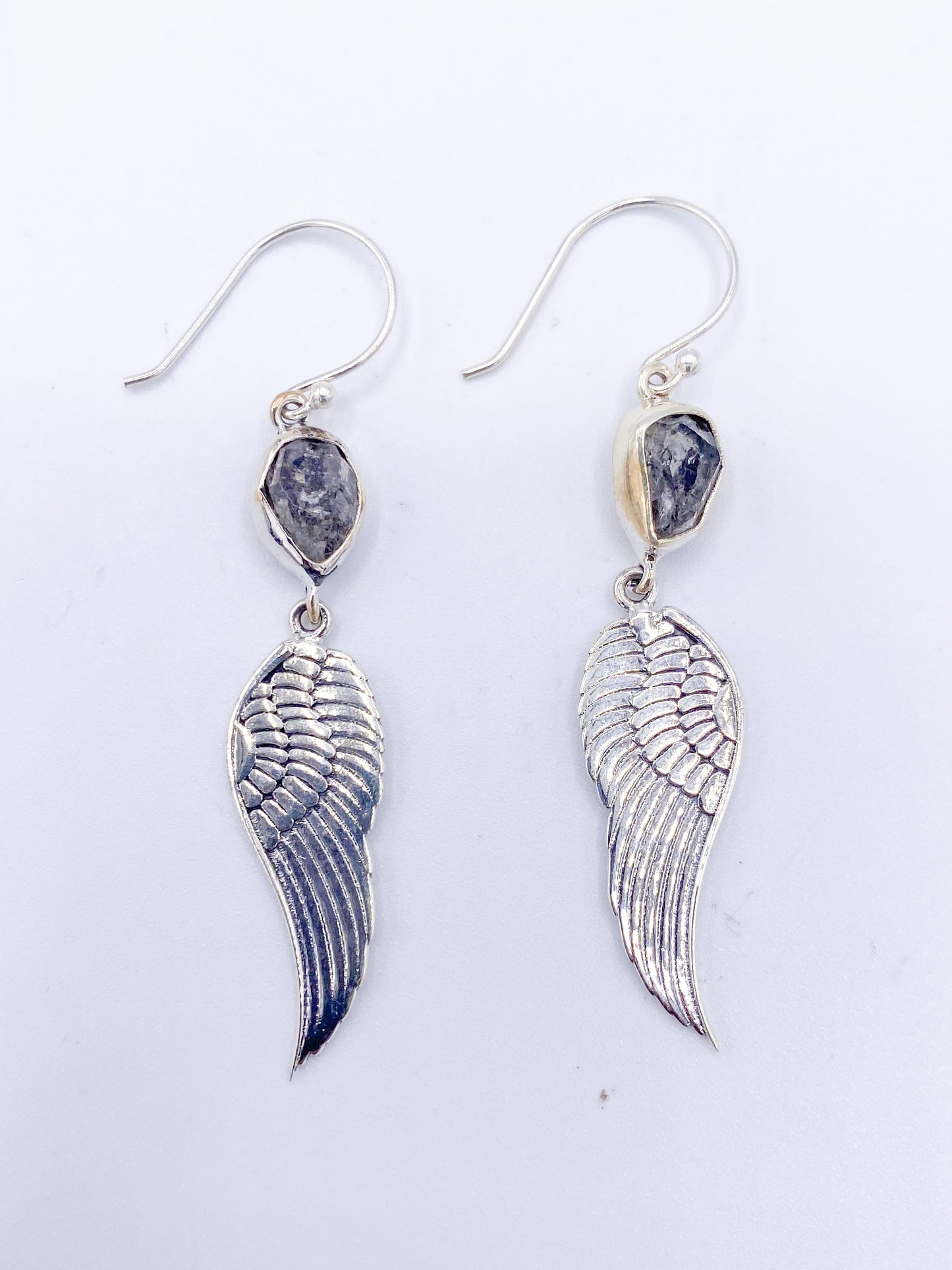 Freeform Herkimer Angel Wing Dangles-Solid Sterling Silver