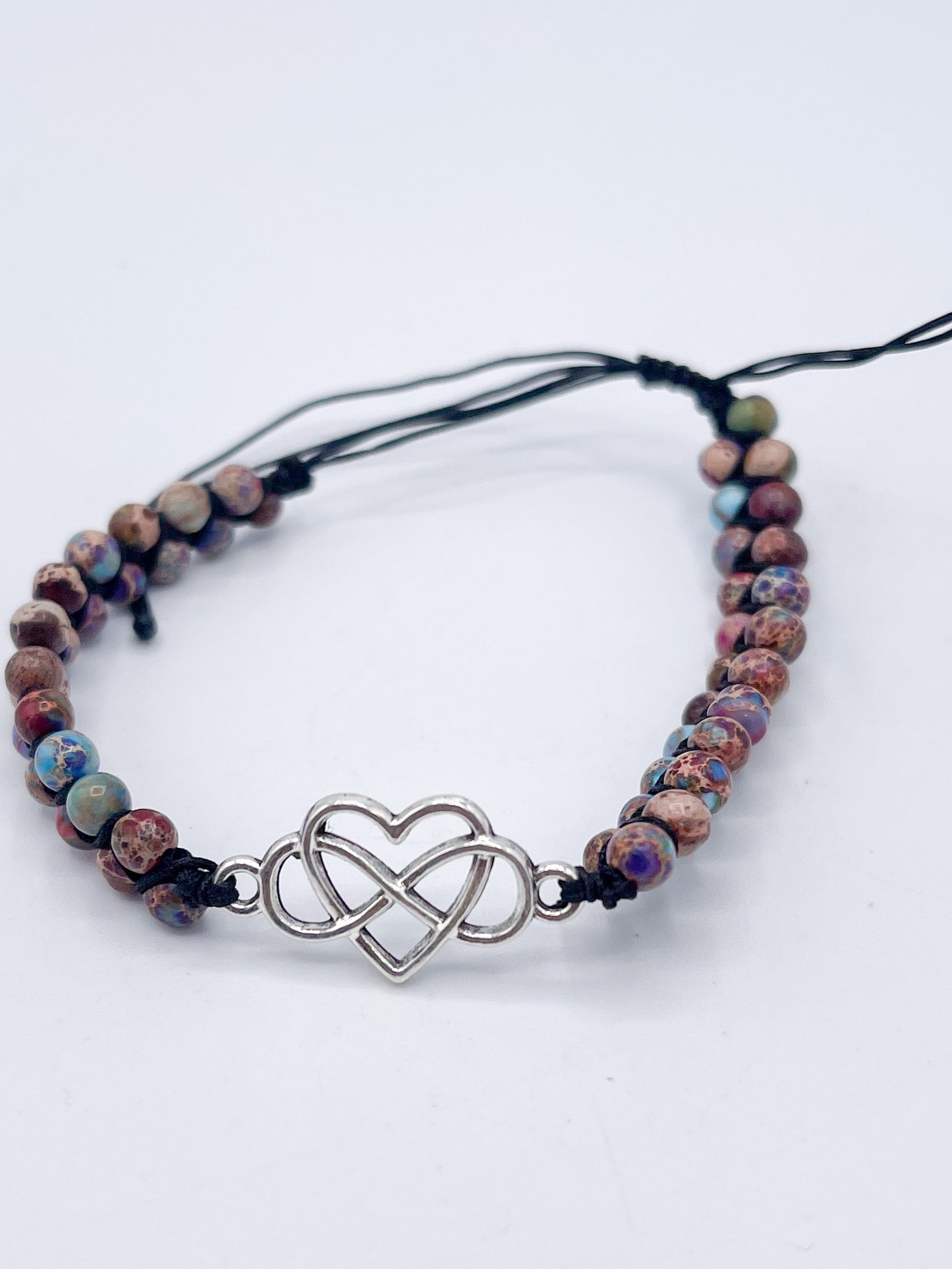 Infinity Heart Multi Stone Leather wrap