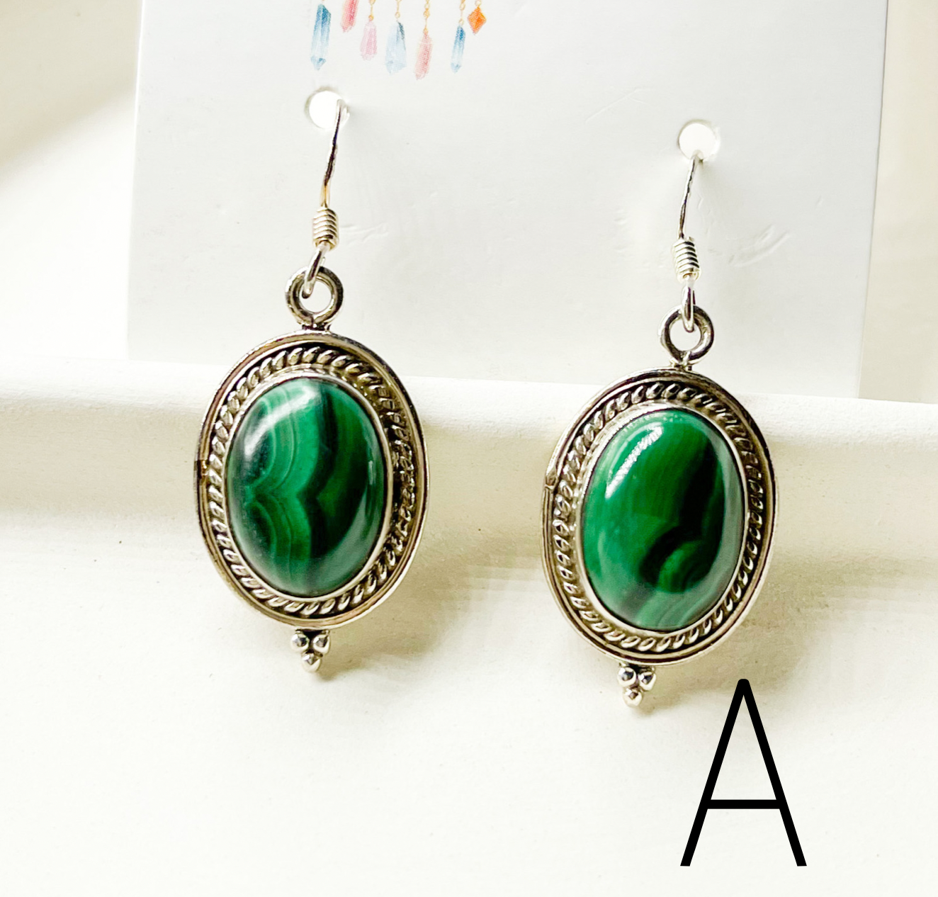 Malachite Dangle Earrings - Solid Sterling Silver