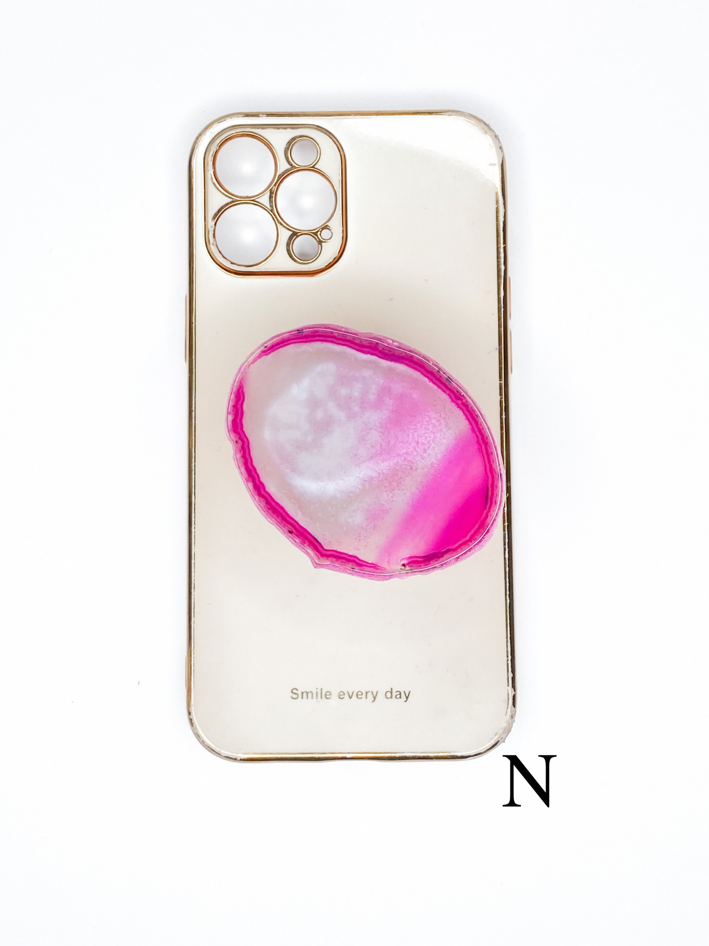 Pink Natural Raw Agate Phone Stone