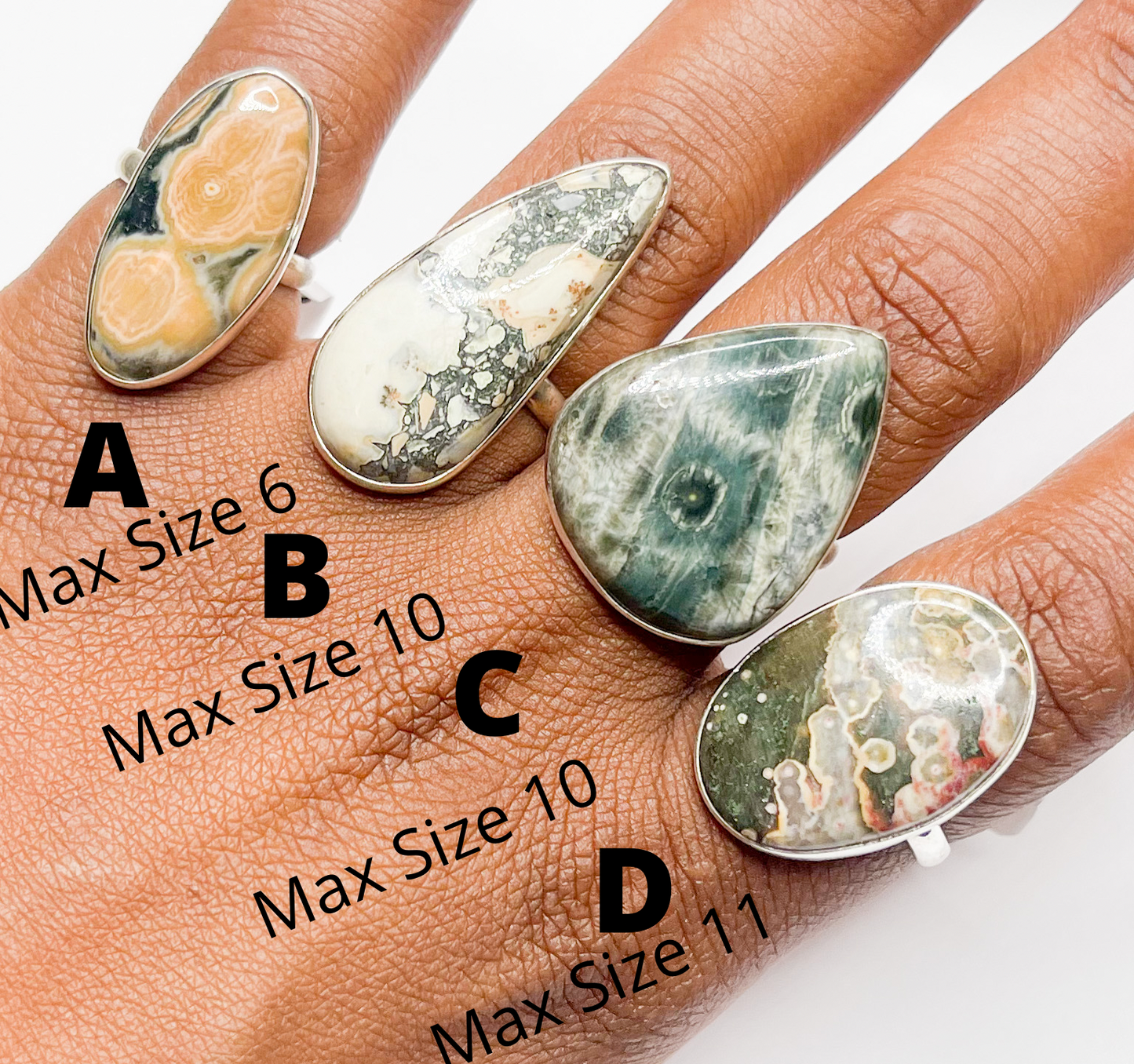 Ocean Jasper Ring Mix-Solid Sterling Silver