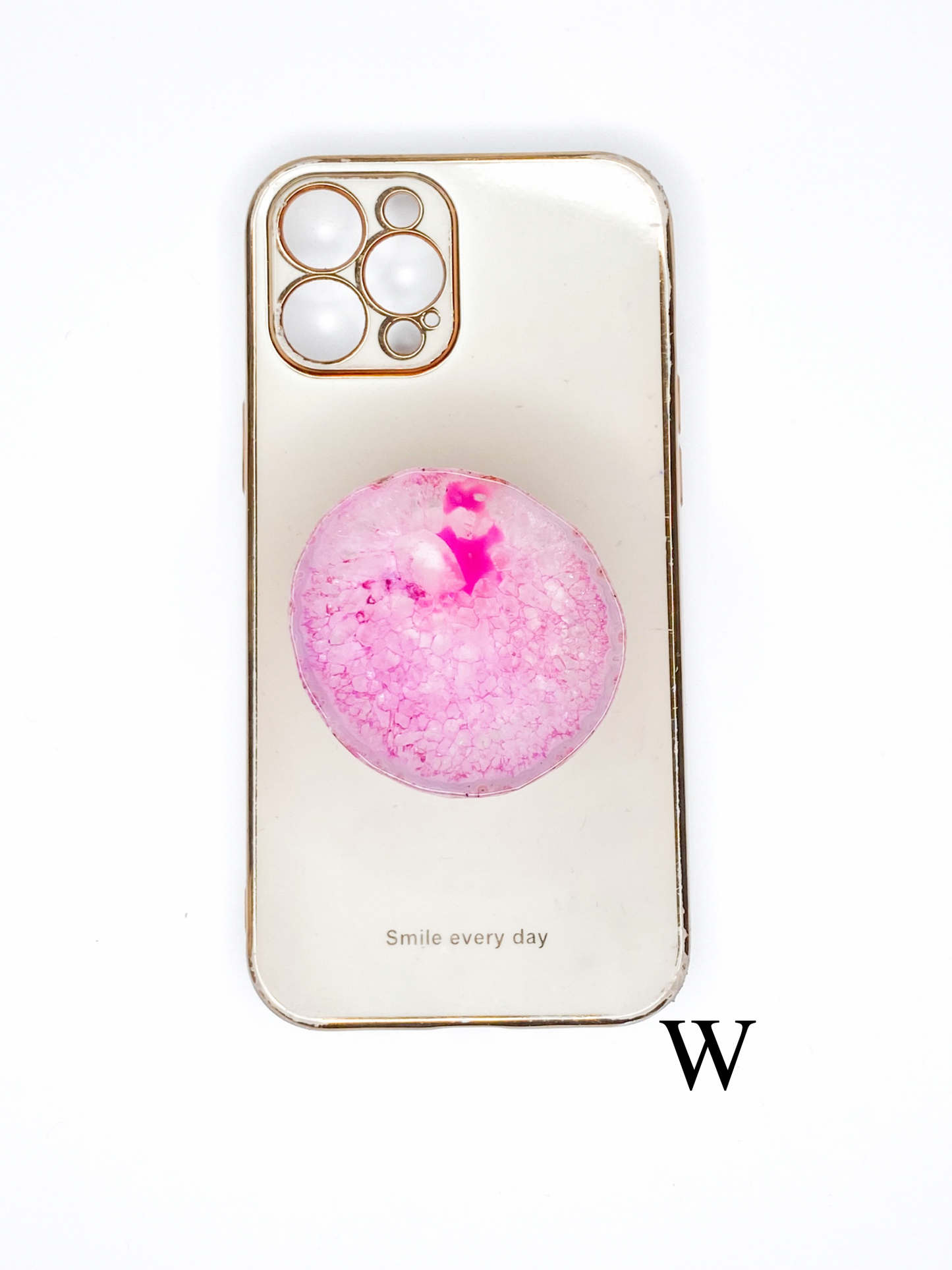Pink Natural Raw Agate Phone Stone