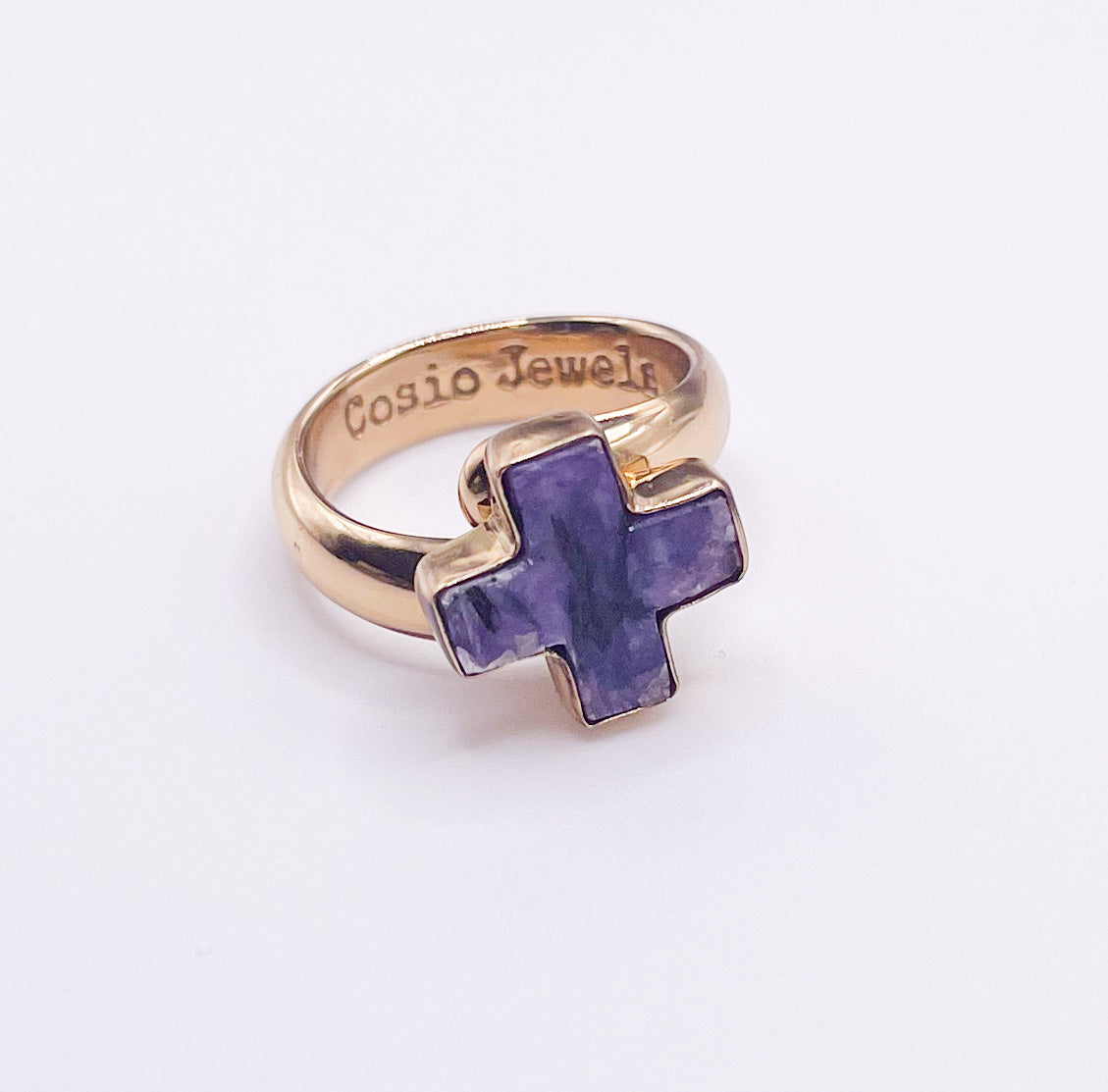 Charoite Cross Ring -Alchemia