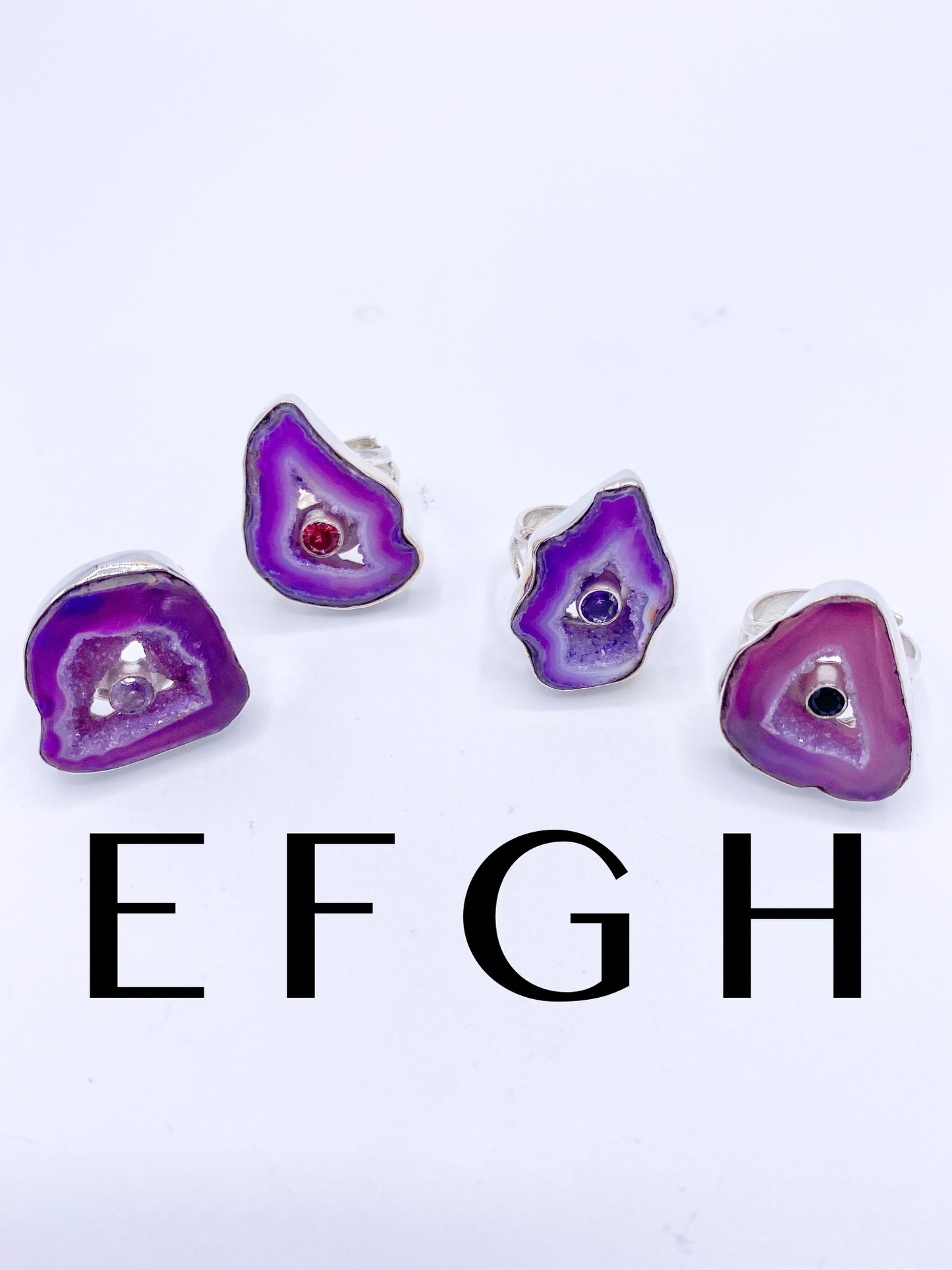 Purple Agate Druzy Ring Mix-Solid Sterling Silver