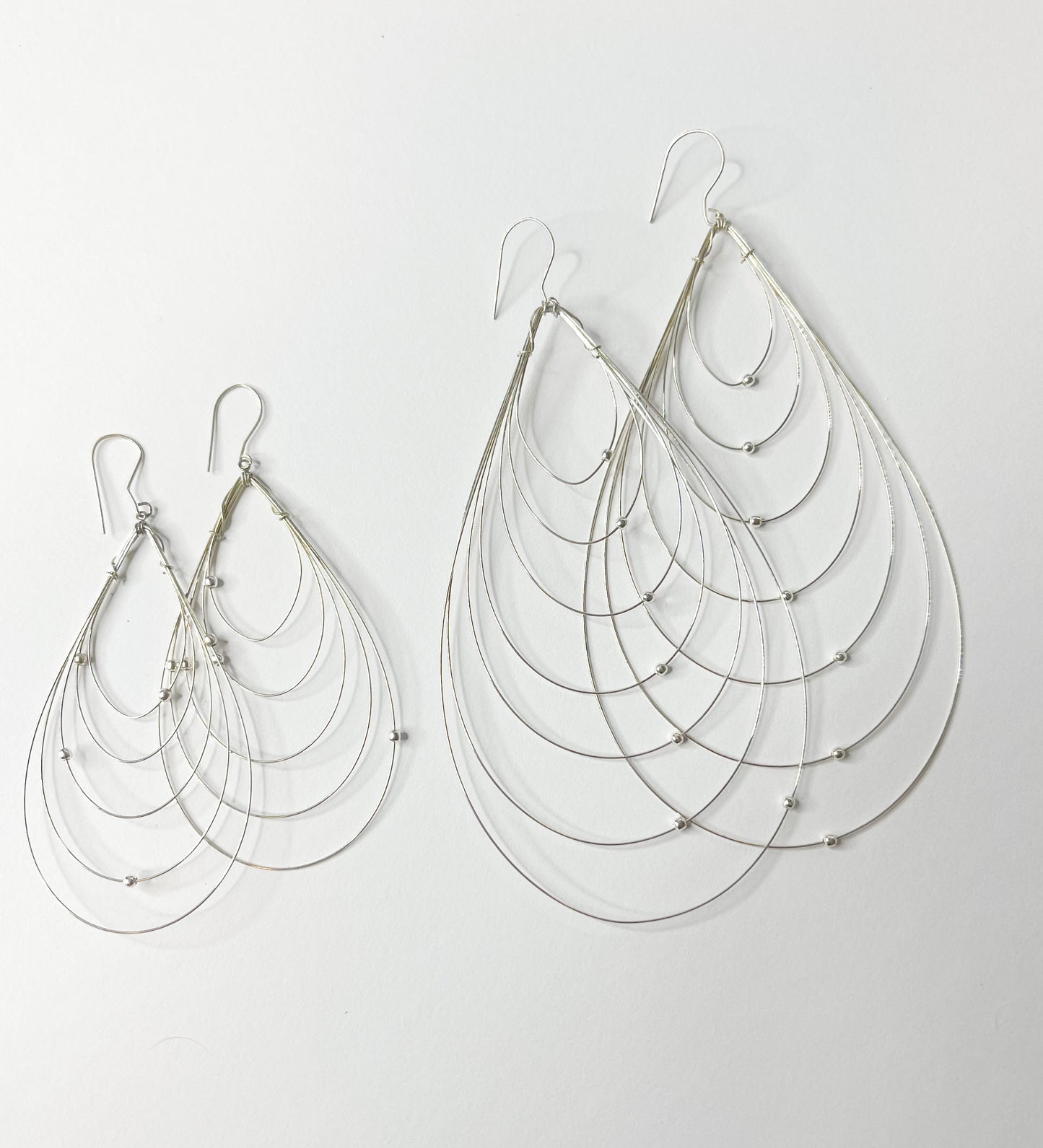 Tear Dangles with Detailed Balls-Solid Sterling Silver