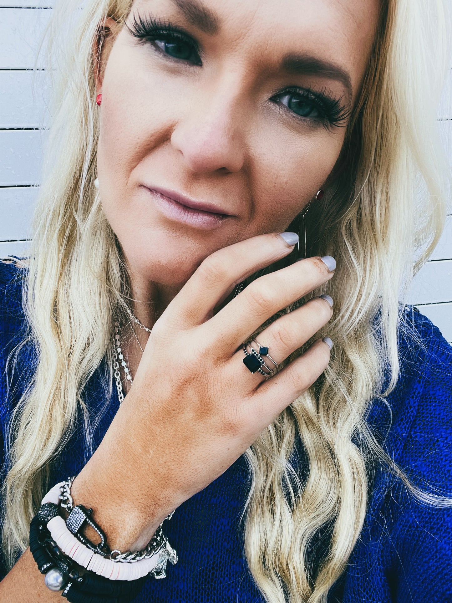 Black Stack Ring - Solid Sterling Silver