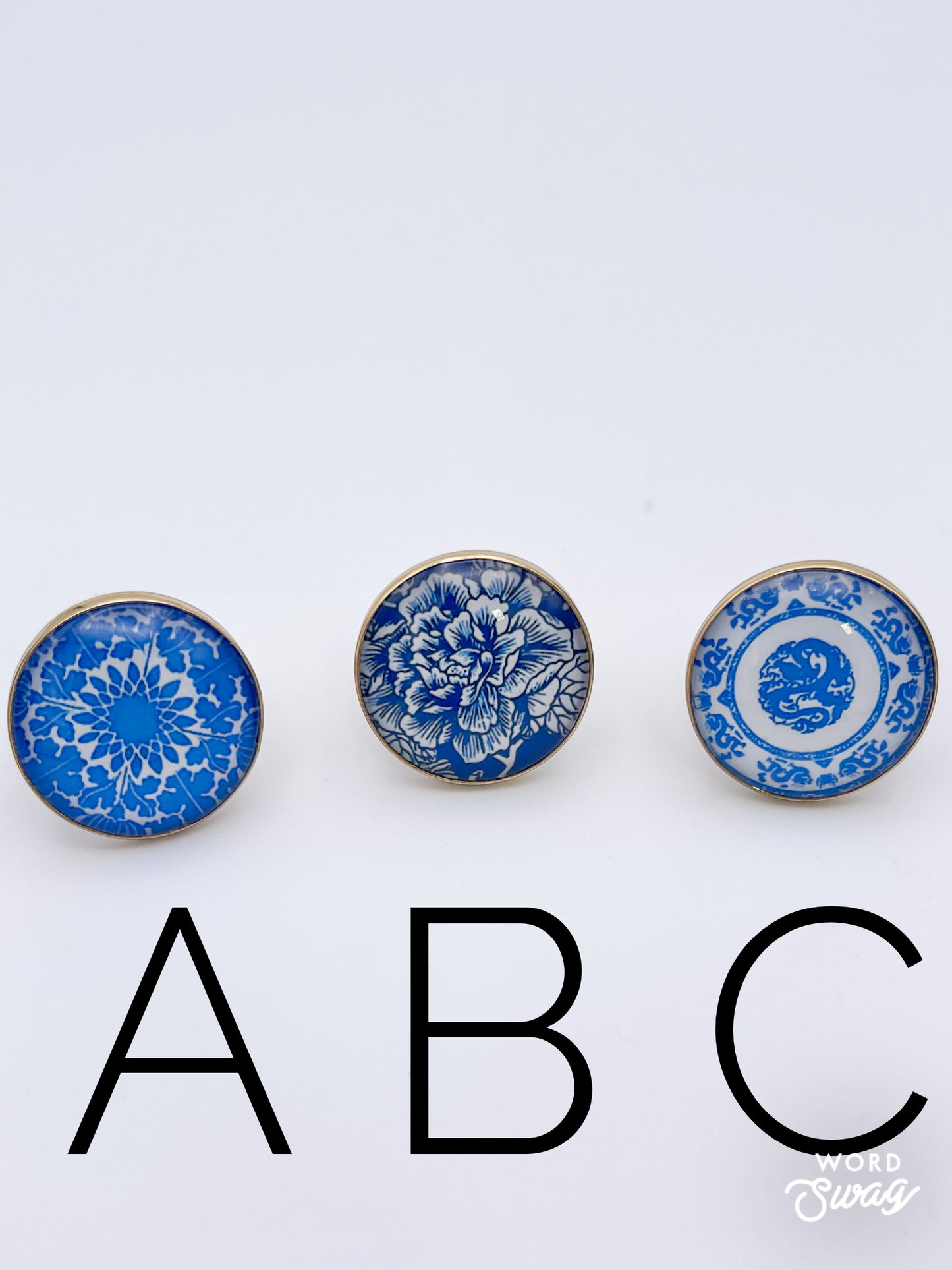 Decorative Round Glass Adjustable Rings-Alchemia