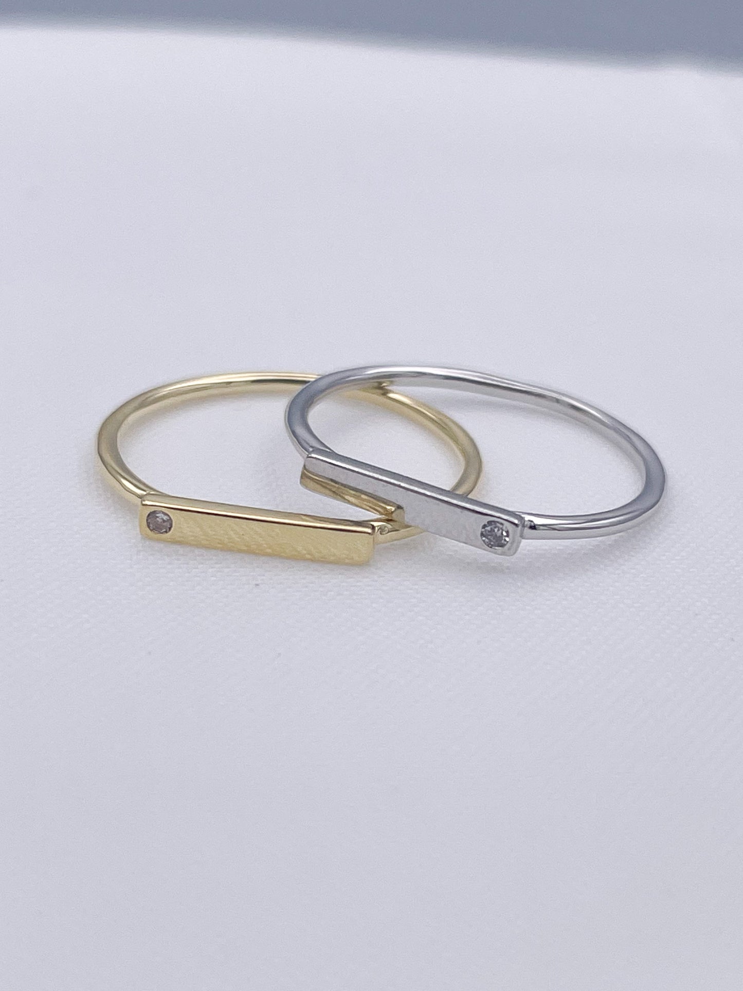 Minimalist CZ Bar Ring SIZED - Solid Sterling Silver