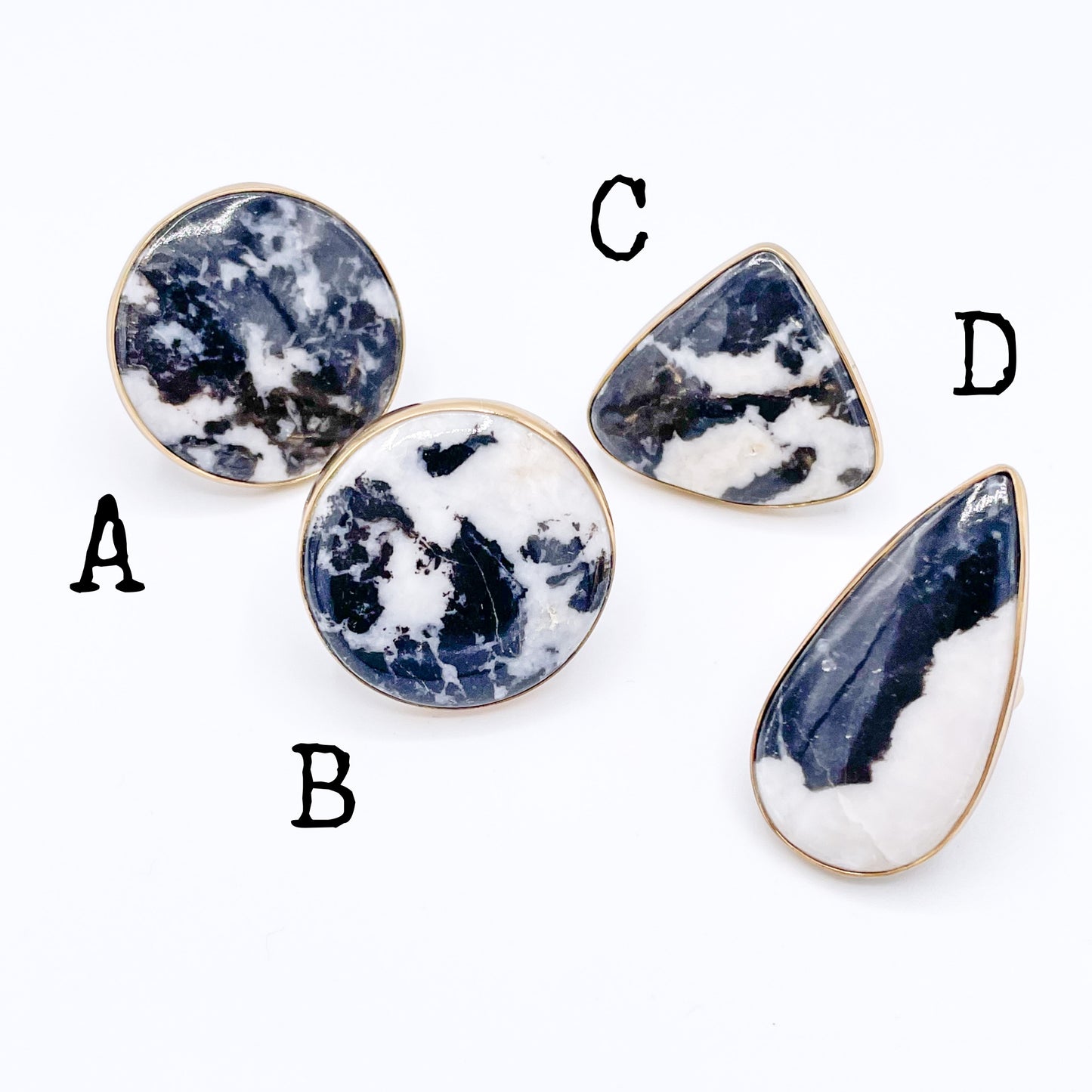 Black & White Agate Rings - Alchemia