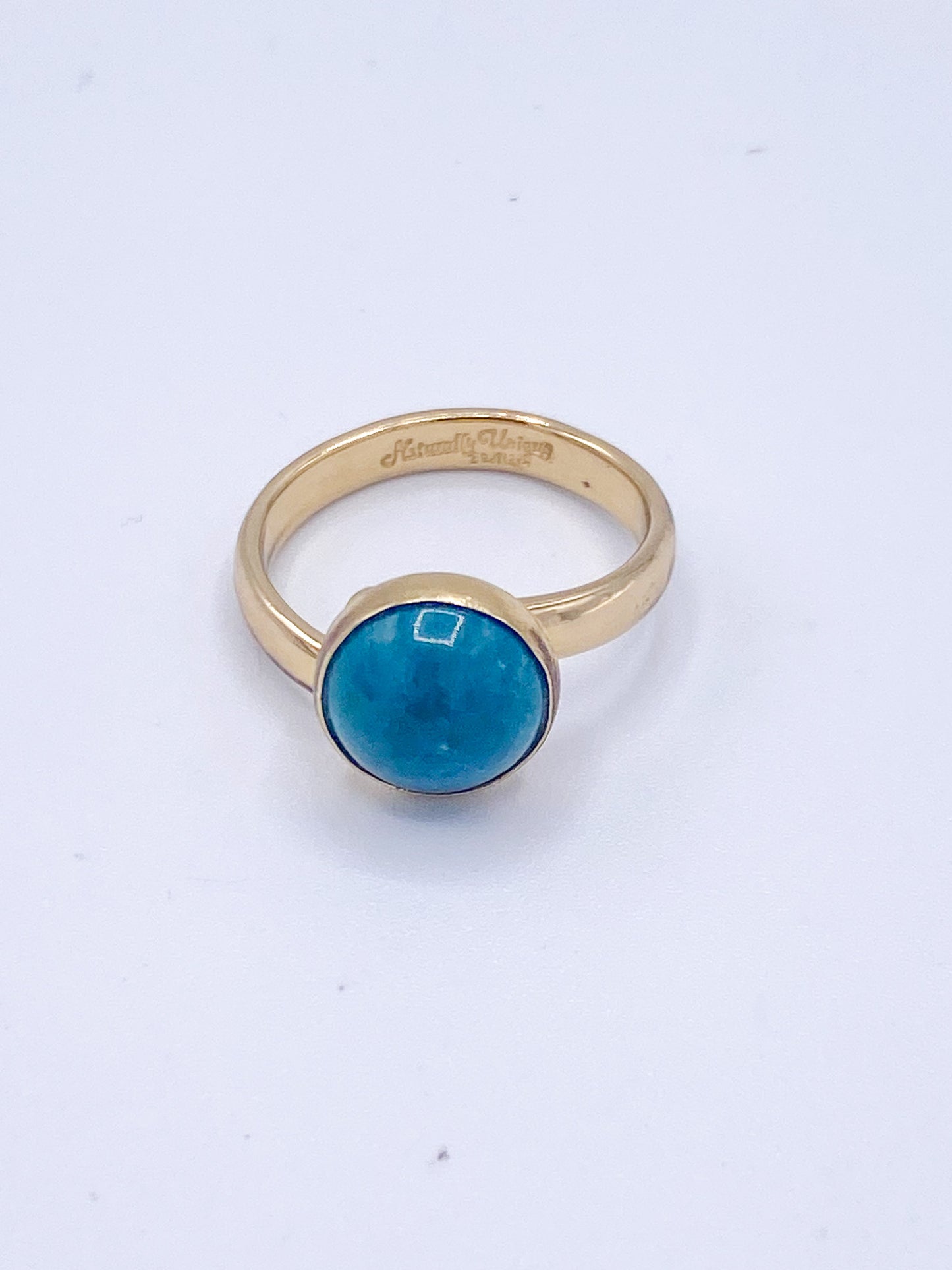 Dainty Chrysocolla Polka Dot Adjustable Ring -Alchemia