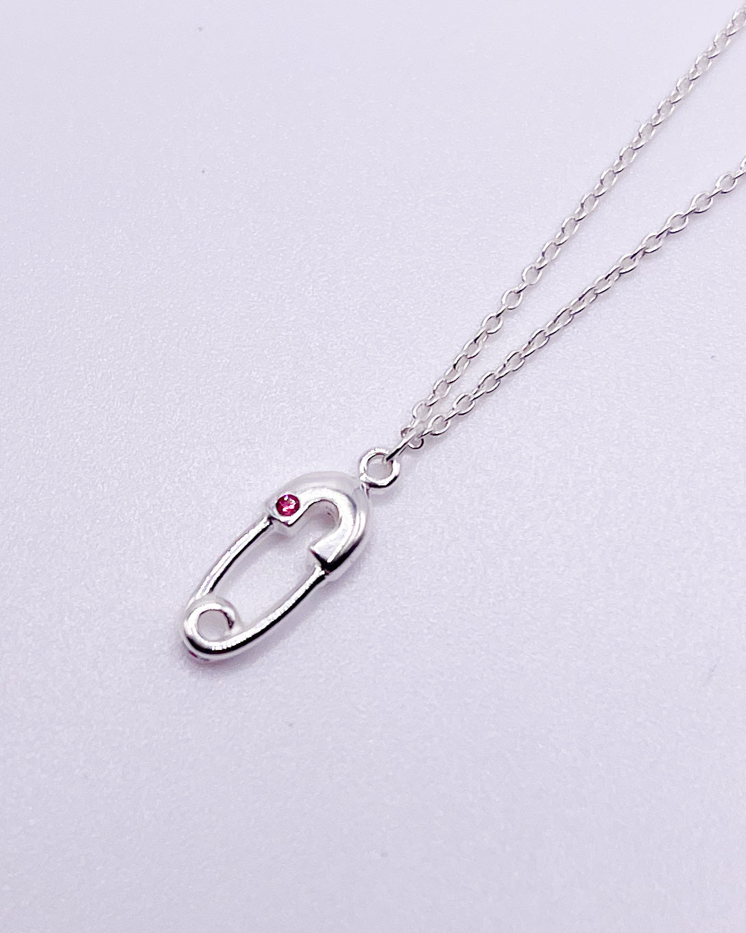 Kids Dainty Charm And Chain Solid Sterling Silver - Safety Pin